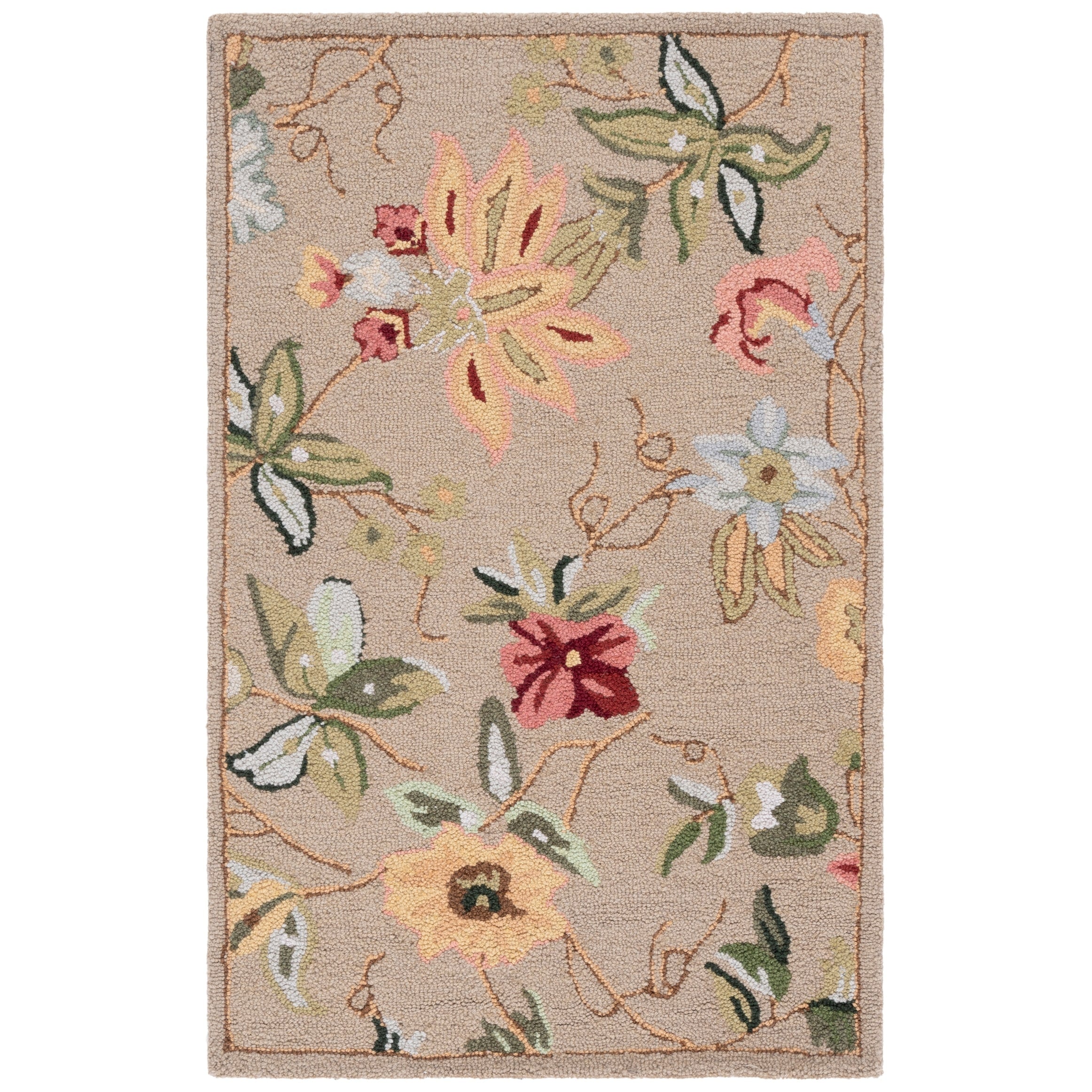 Tapis en laine floral Chelsea Yauhenia fait main SAFAVIEH de style campagnard français