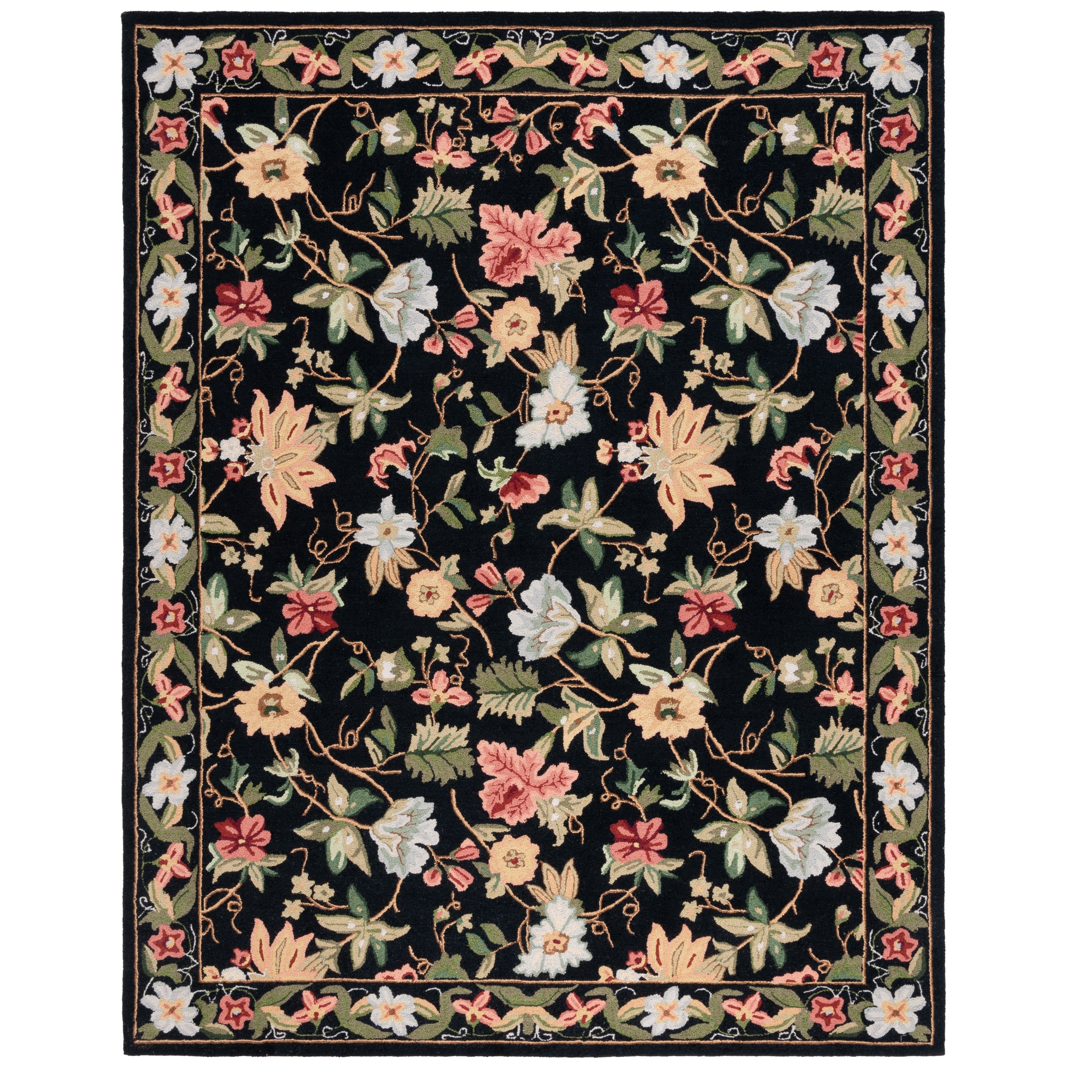 Tapis en laine floral Chelsea Yauhenia fait main SAFAVIEH de style campagnard français