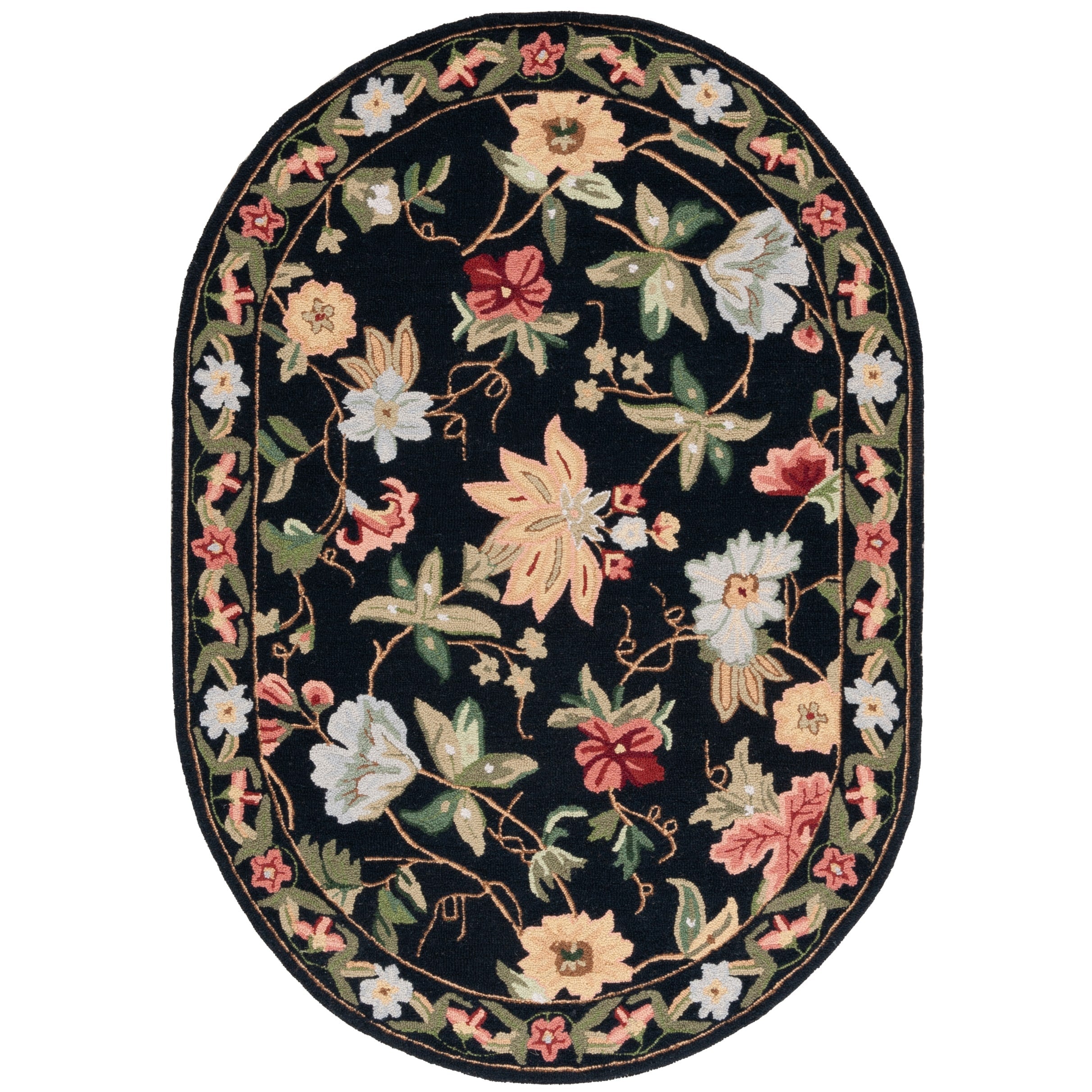 Tapis en laine floral Chelsea Yauhenia fait main SAFAVIEH de style campagnard français