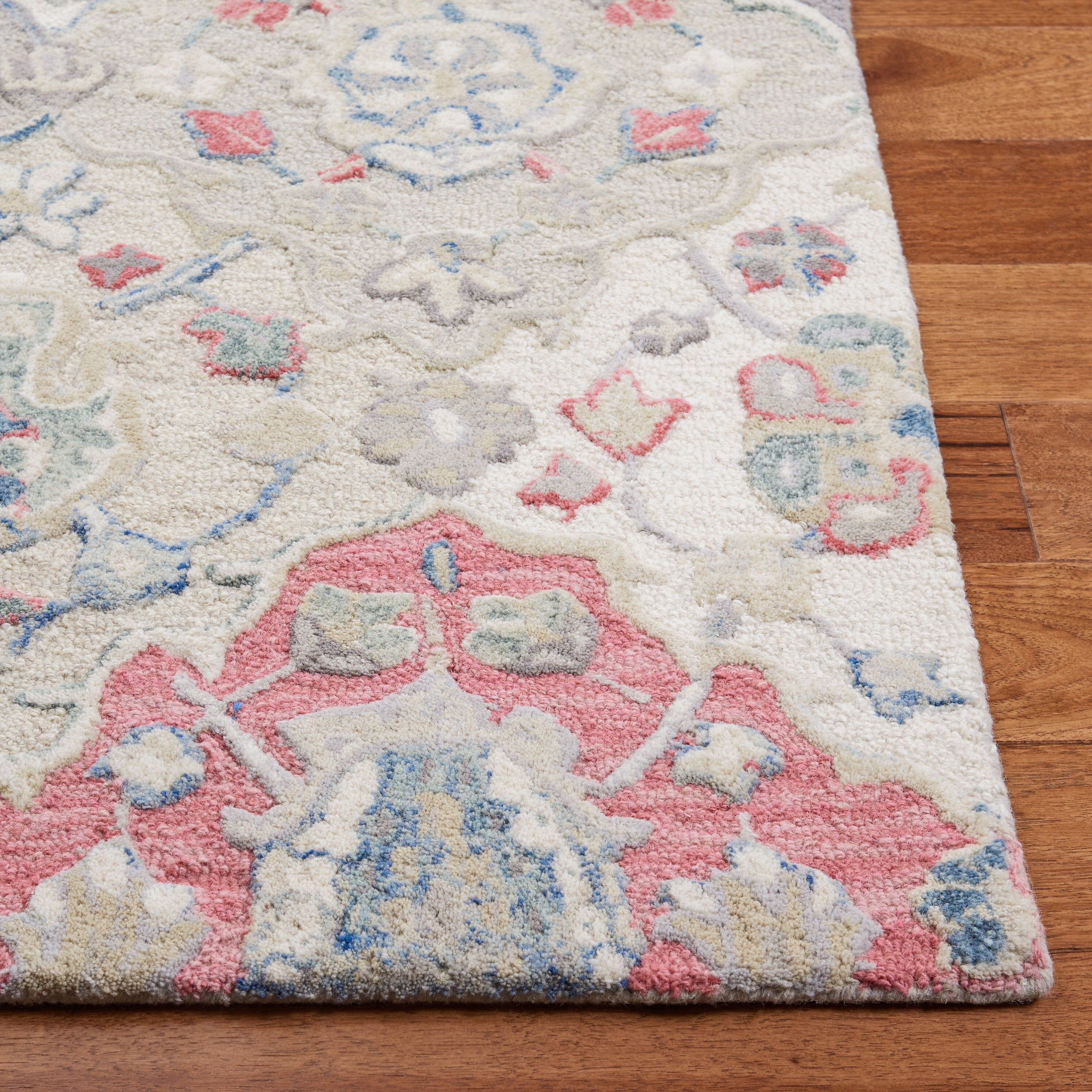 Tapis en laine imprimé floral glamour fait main SAFAVIEH