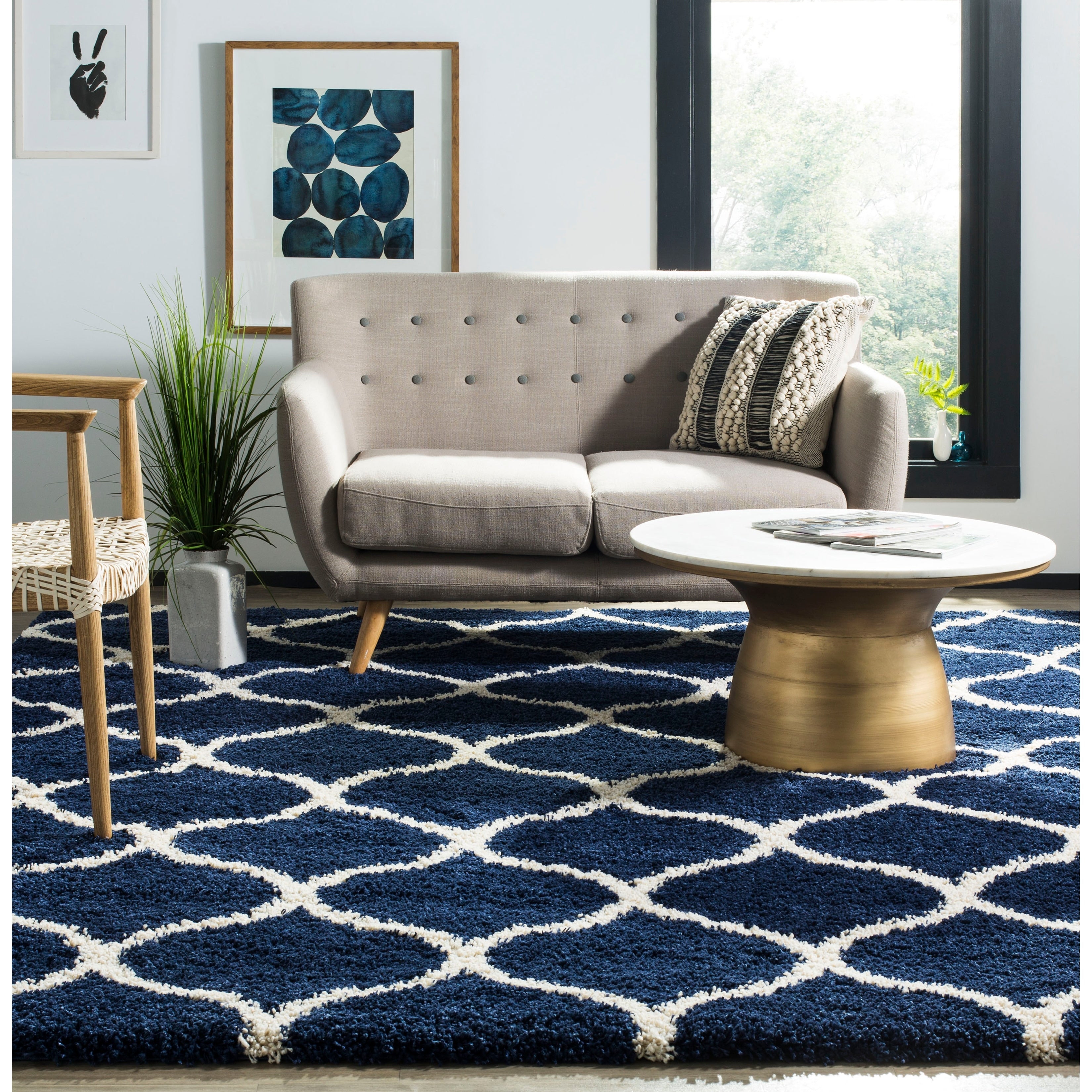 Tapis SAFAVIEH Hudson Shag Pushpa Trellis de 2 pouces d'épaisseur