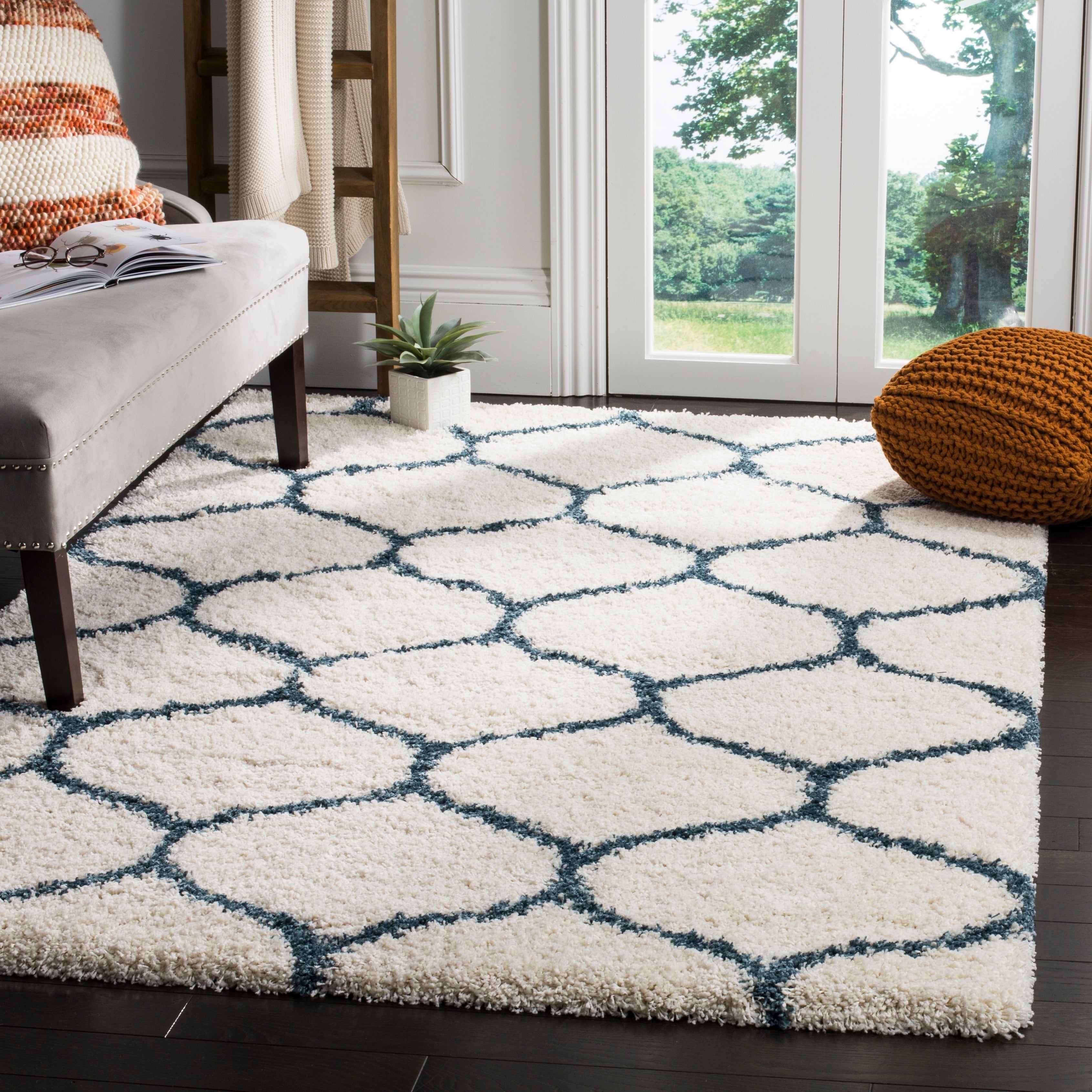 Tapis SAFAVIEH Hudson Shag Pushpa Trellis de 2 pouces d'épaisseur