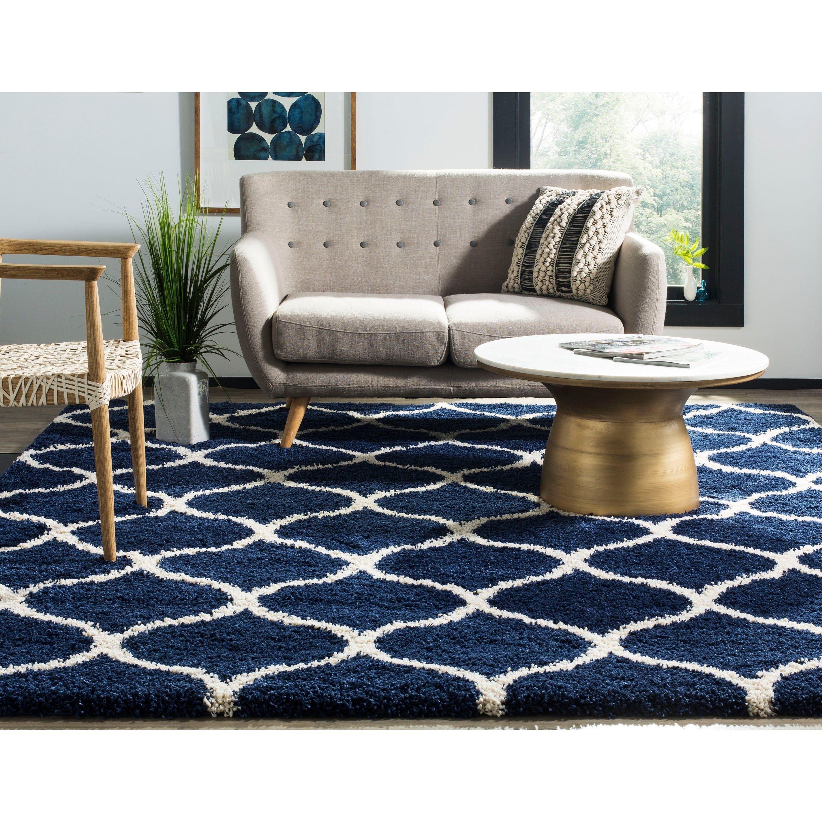 Tapis SAFAVIEH Hudson Shag Pushpa Trellis de 2 pouces d'épaisseur
