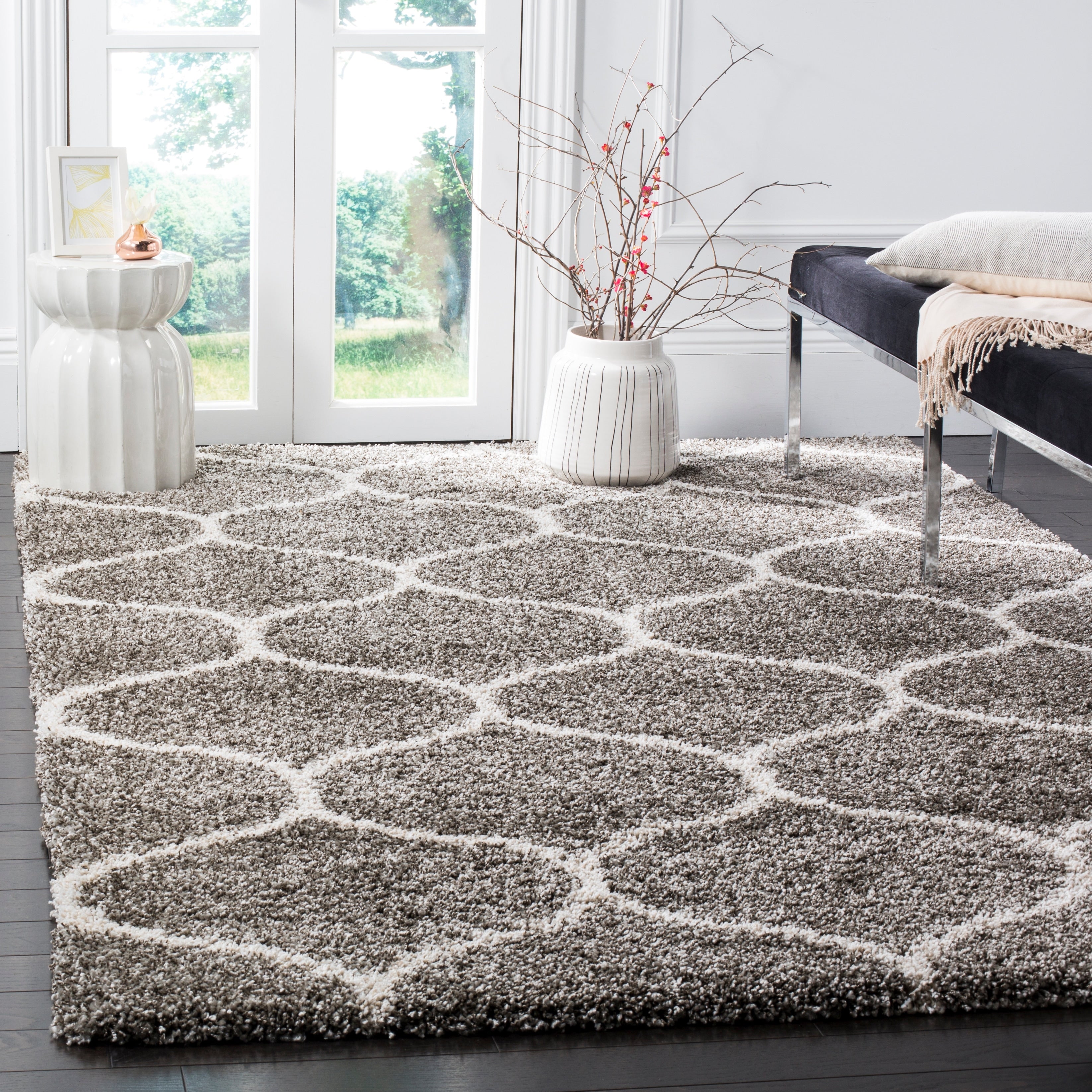 Tapis SAFAVIEH Hudson Shag Pushpa Trellis de 2 pouces d'épaisseur