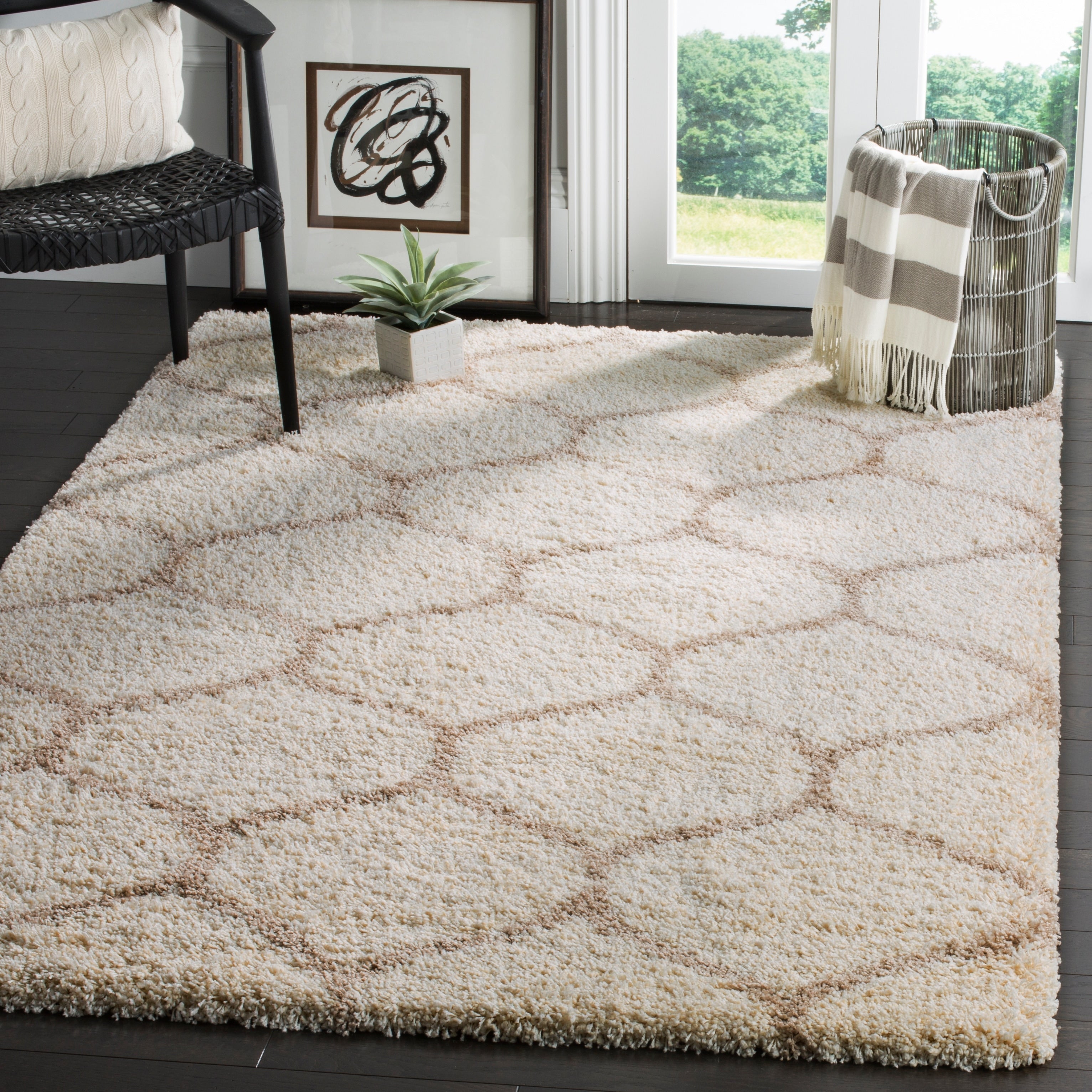 Tapis SAFAVIEH Hudson Shag Pushpa Trellis de 2 pouces d'épaisseur