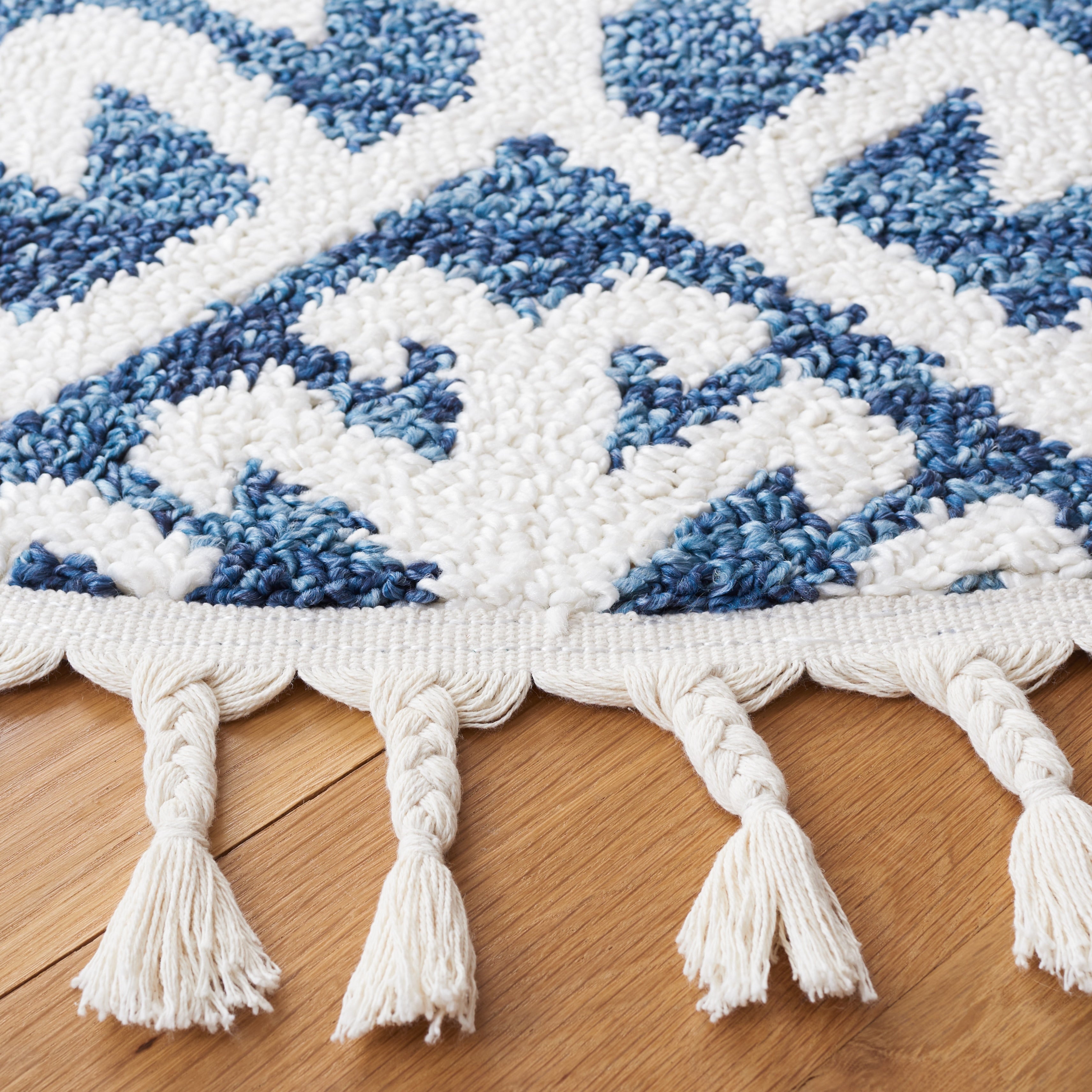 SAFAVIEH Tapis à poils longs marocains à pampilles Berneice Boho Tribal 2 pouces d'épaisseur