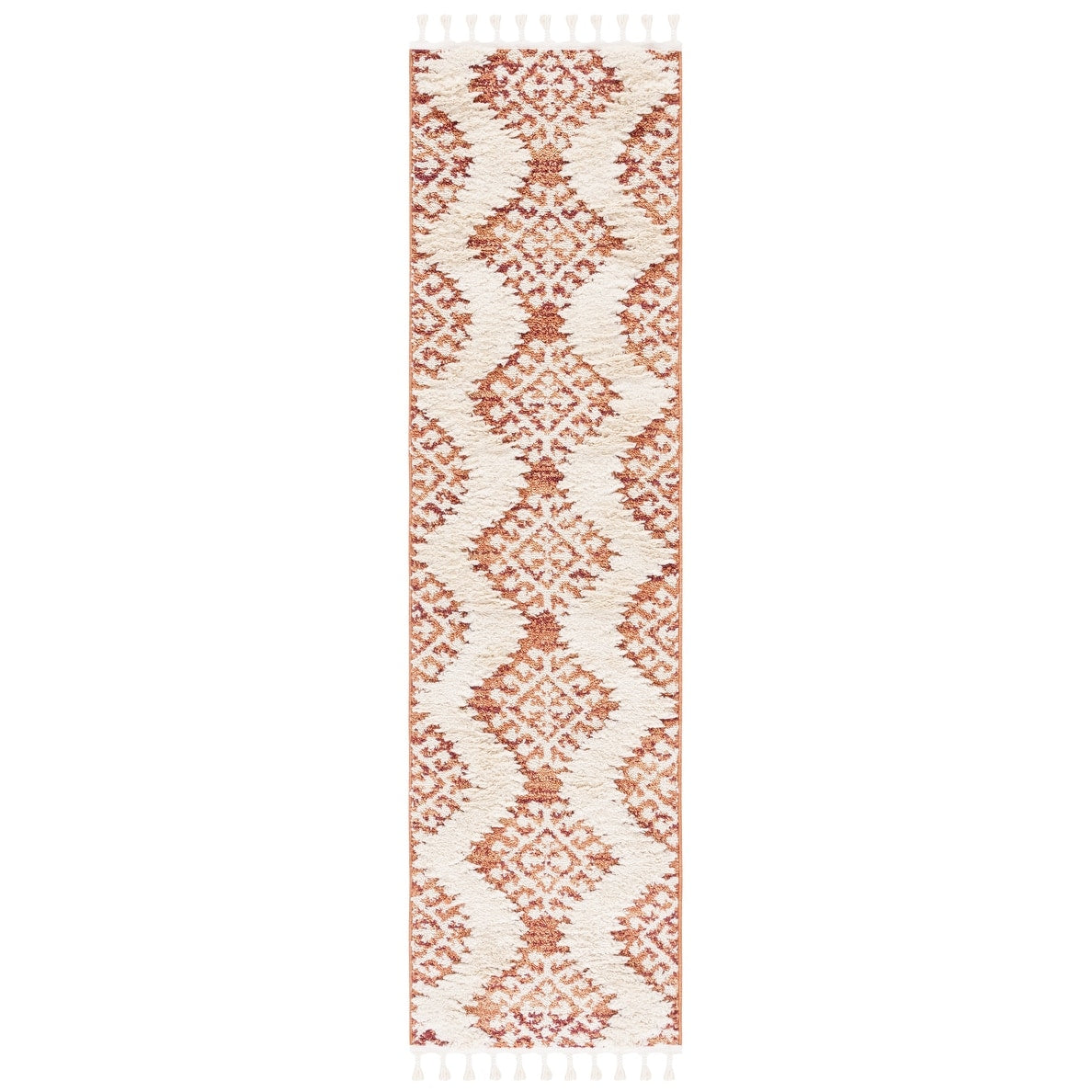 SAFAVIEH Tapis à poils longs marocains à pampilles Berneice Boho Tribal 2 pouces d'épaisseur