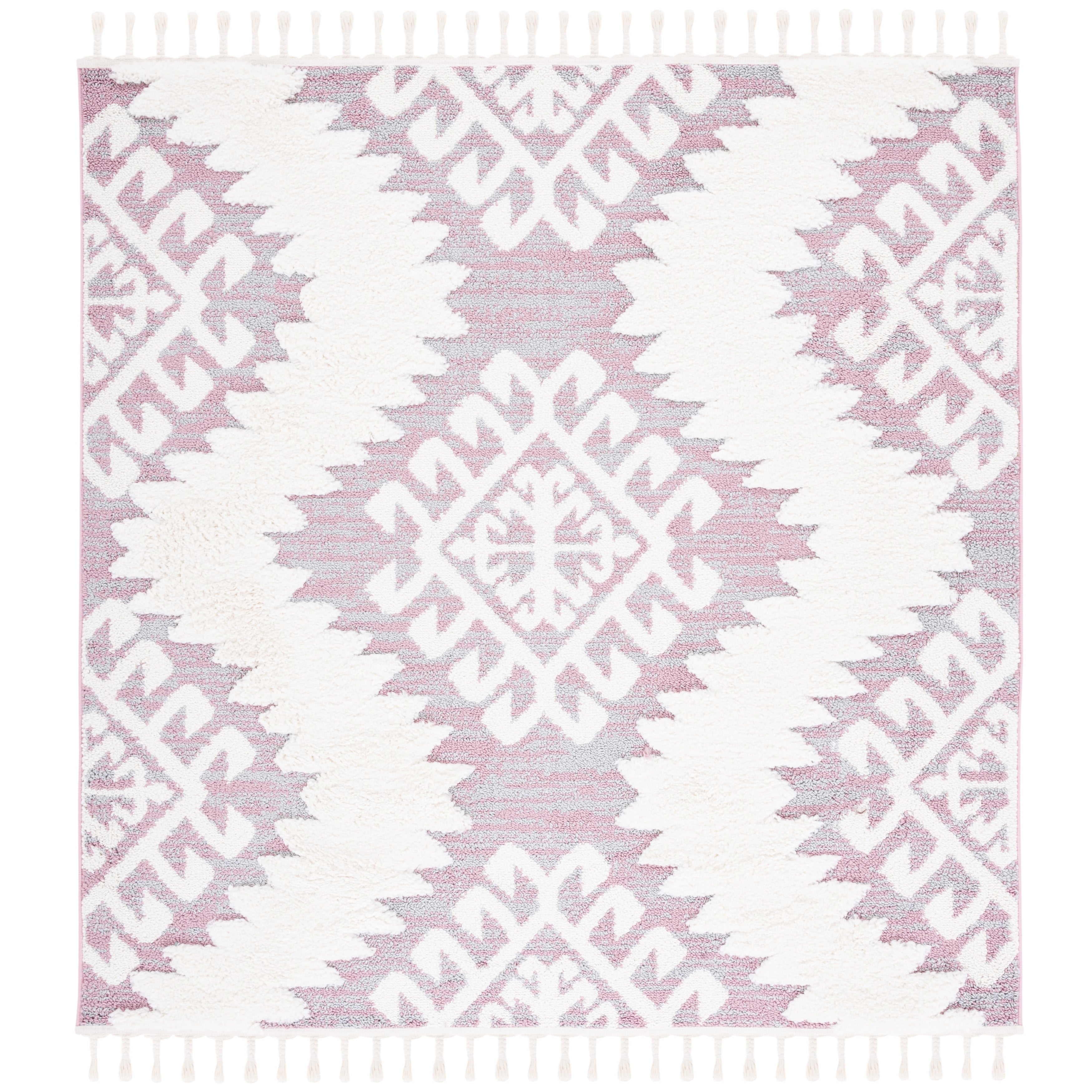 SAFAVIEH Tapis à poils longs marocains à pampilles Berneice Boho Tribal 2 pouces d'épaisseur