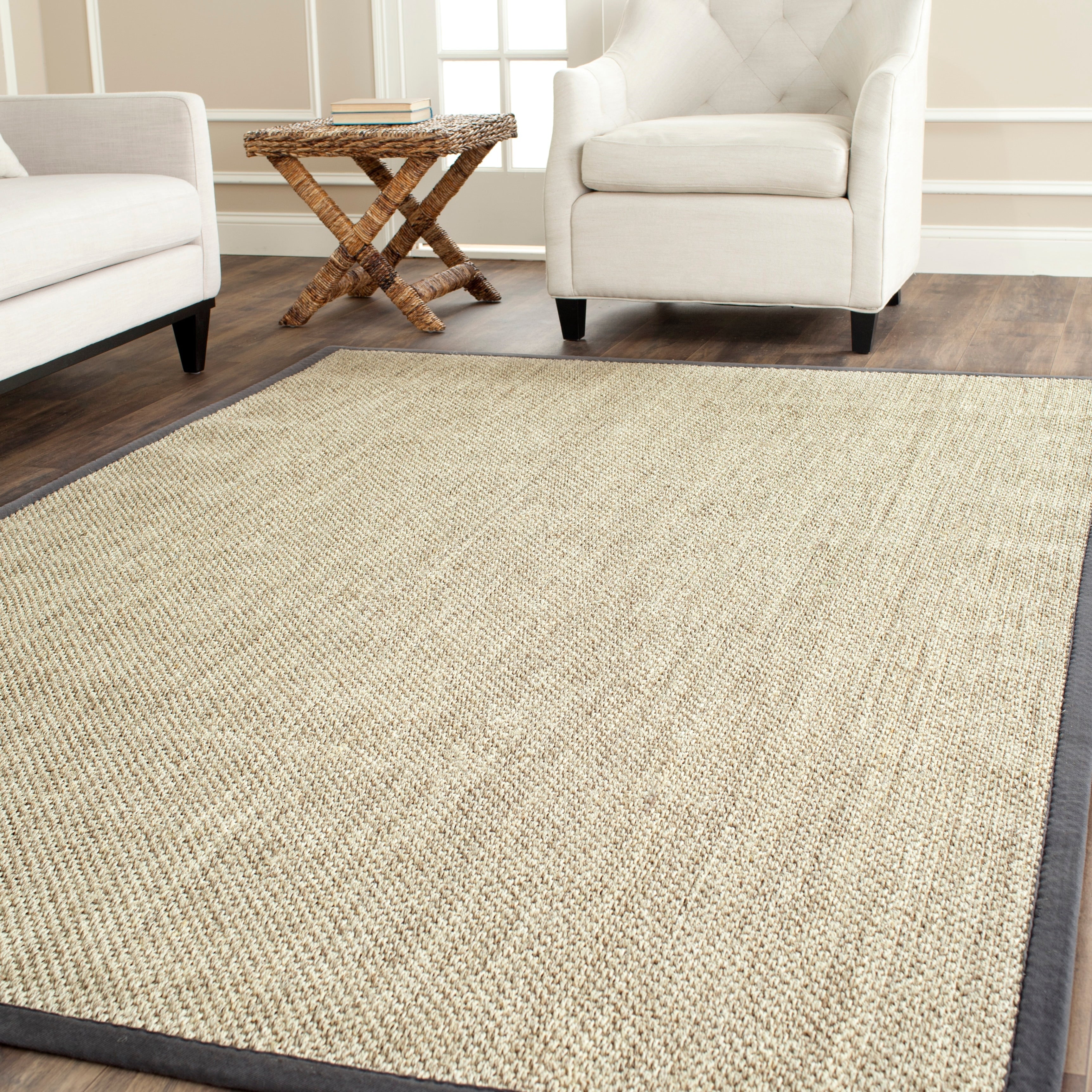 Tapis à bordure en sisal Elmyra en fibre naturelle SAFAVIEH