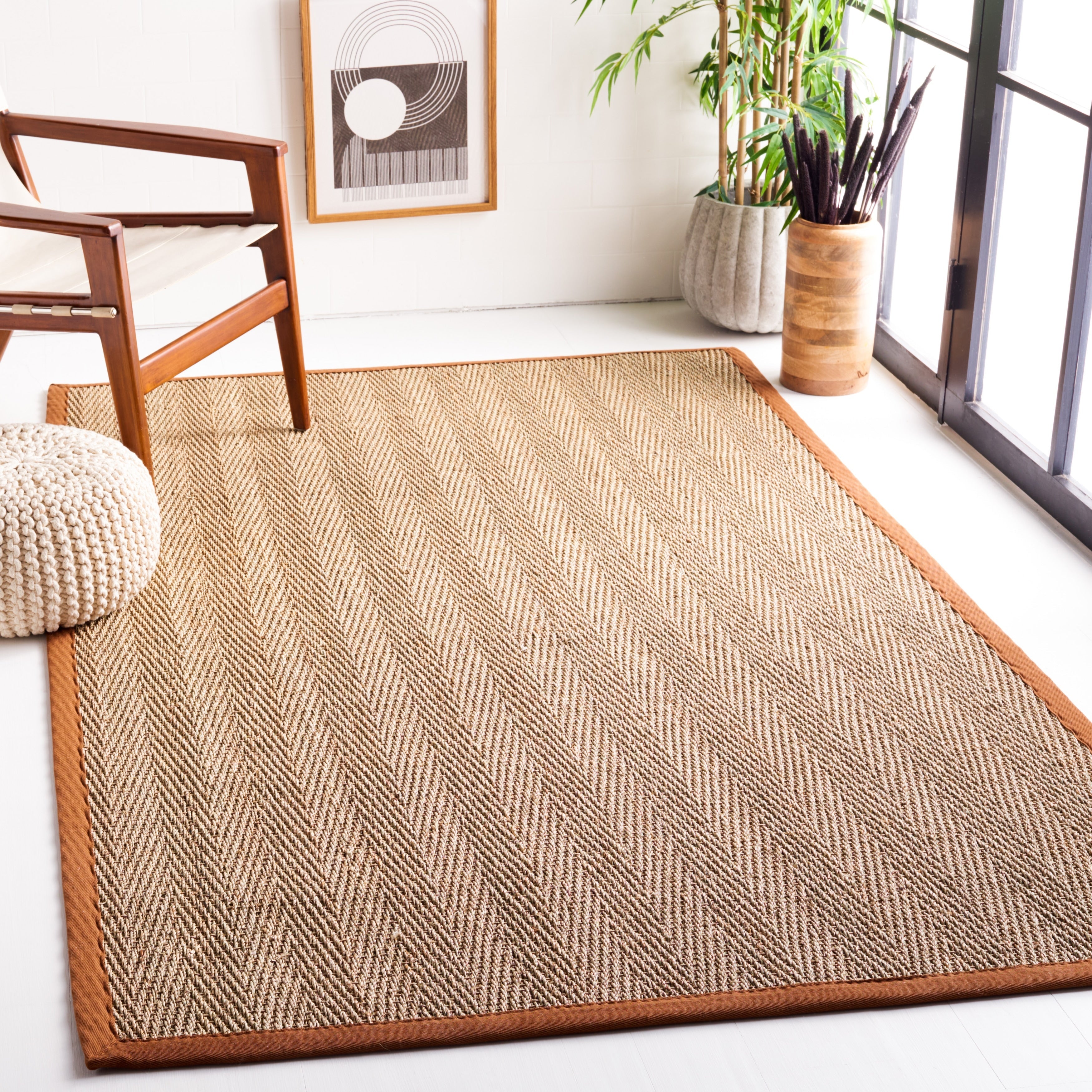 Tapis en jonc de mer à chevrons et à motif Trilby en fibres naturelles SAFAVIEH