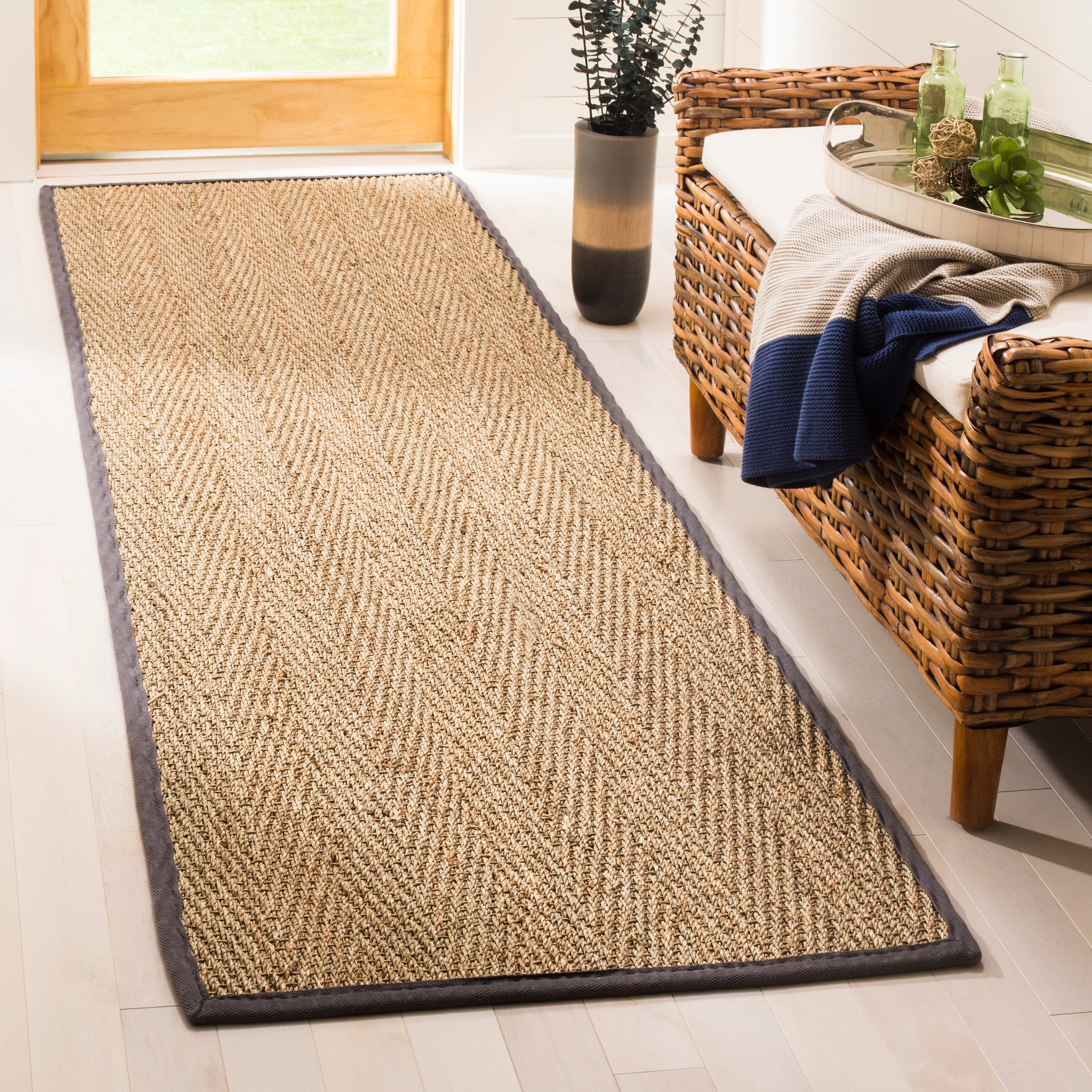 Tapis en jonc de mer à chevrons et à motif Trilby en fibres naturelles SAFAVIEH