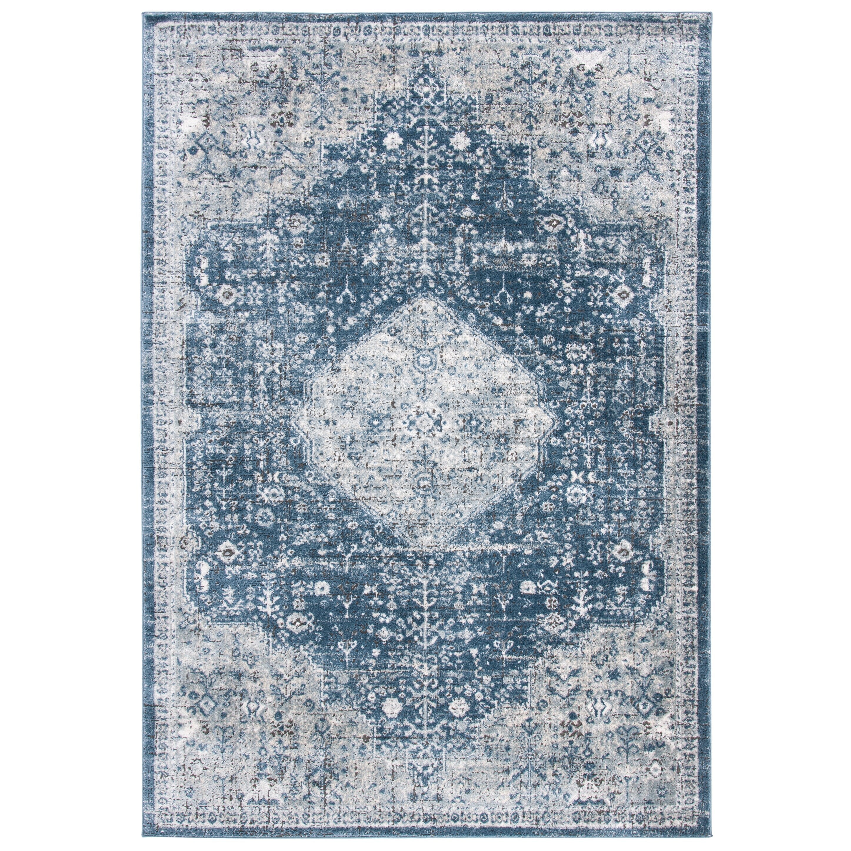 Tapis oriental traditionnel SAFAVIEH Oregon Hildegarde bleu marine/ivoire