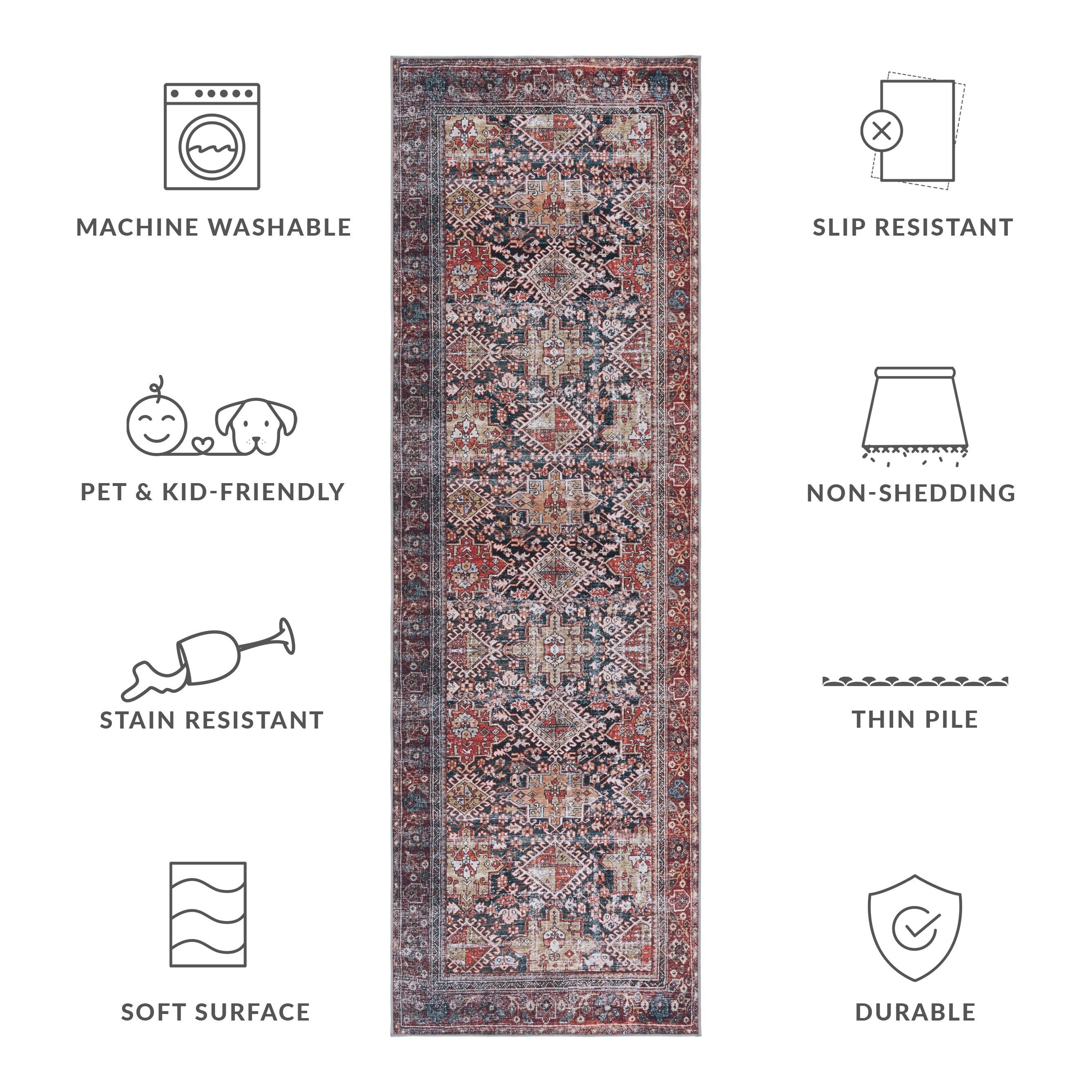 Tapis traditionnel Eldora antidérapant et lavable en machine SAFAVIEH Tucson