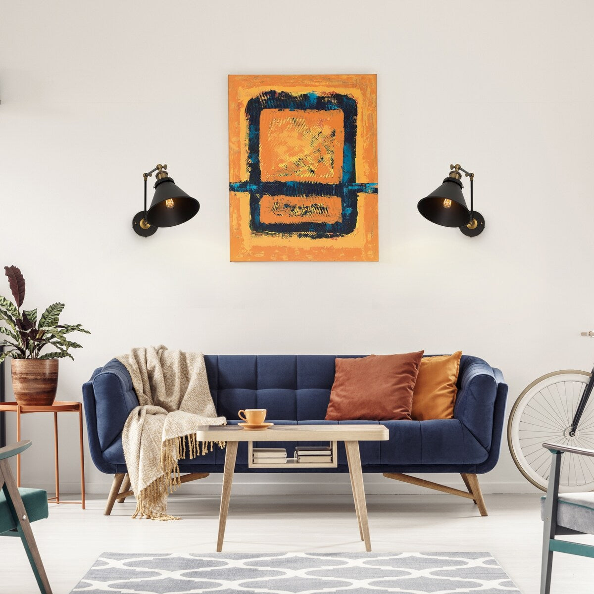 Ensemble de 2 appliques murales modernes à bras pivotant réglables Malryn, à brancher ou à brancher