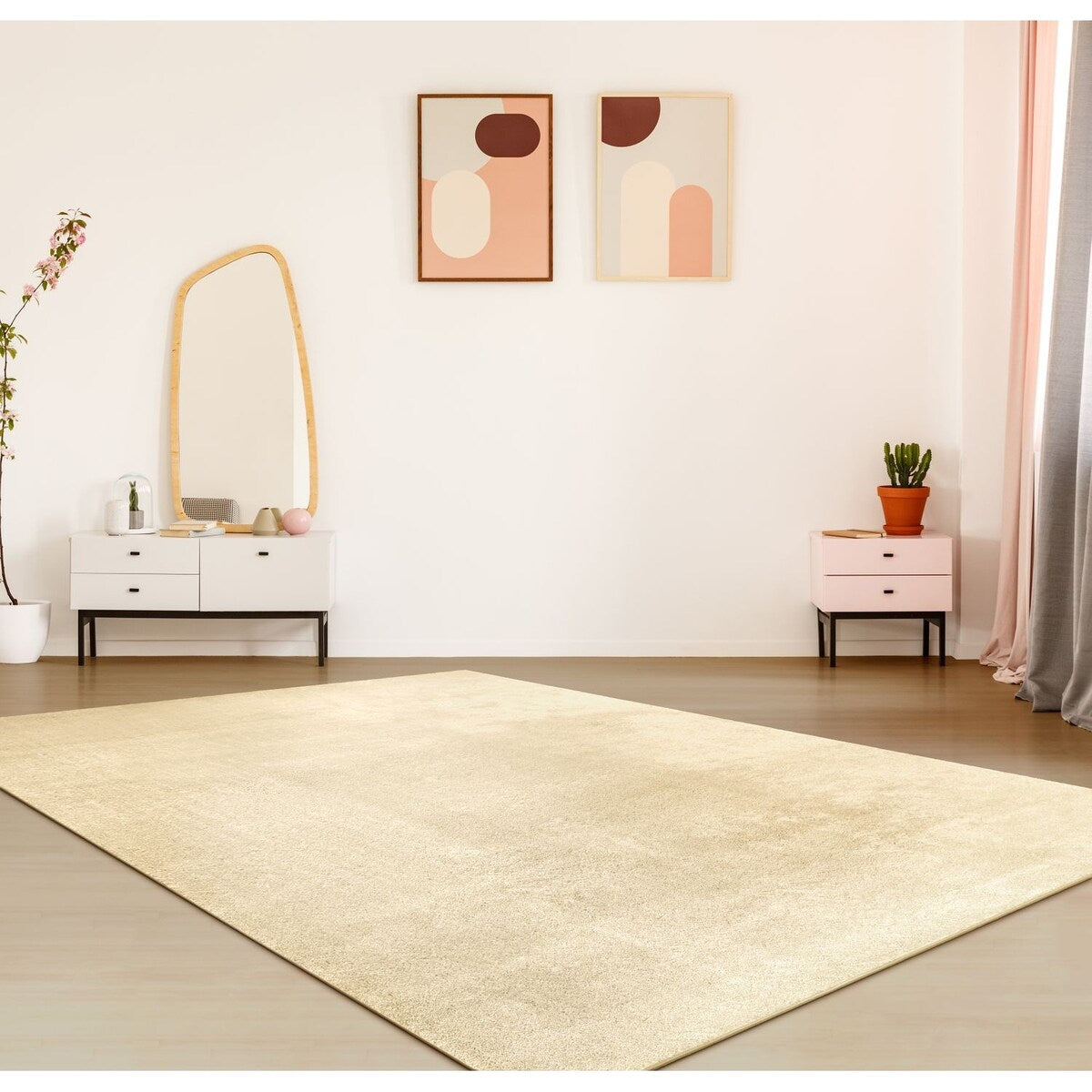 Tapis doux et lavable avec envers antidérapant, couleurs unies