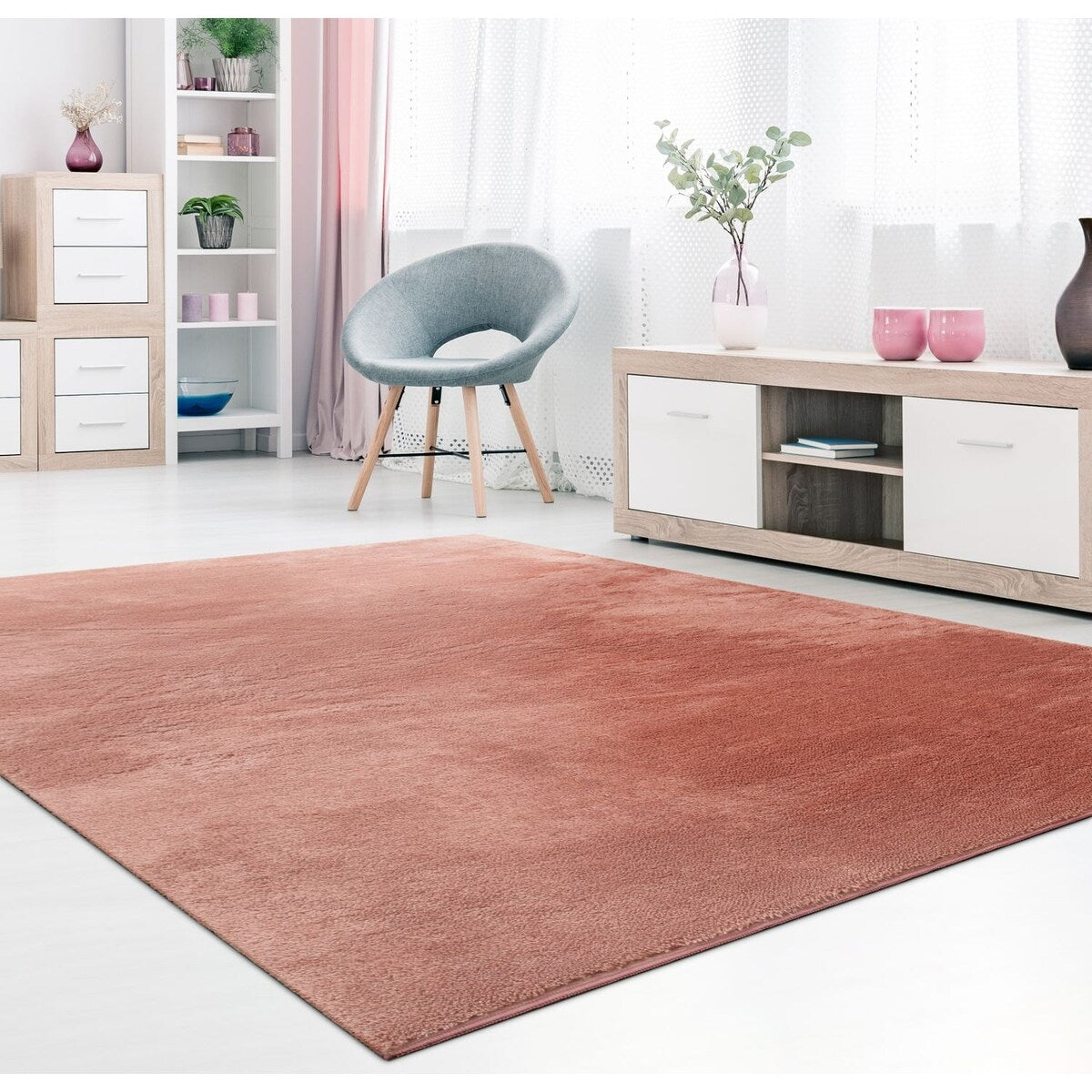 Tapis doux et lavable avec envers antidérapant, couleurs unies