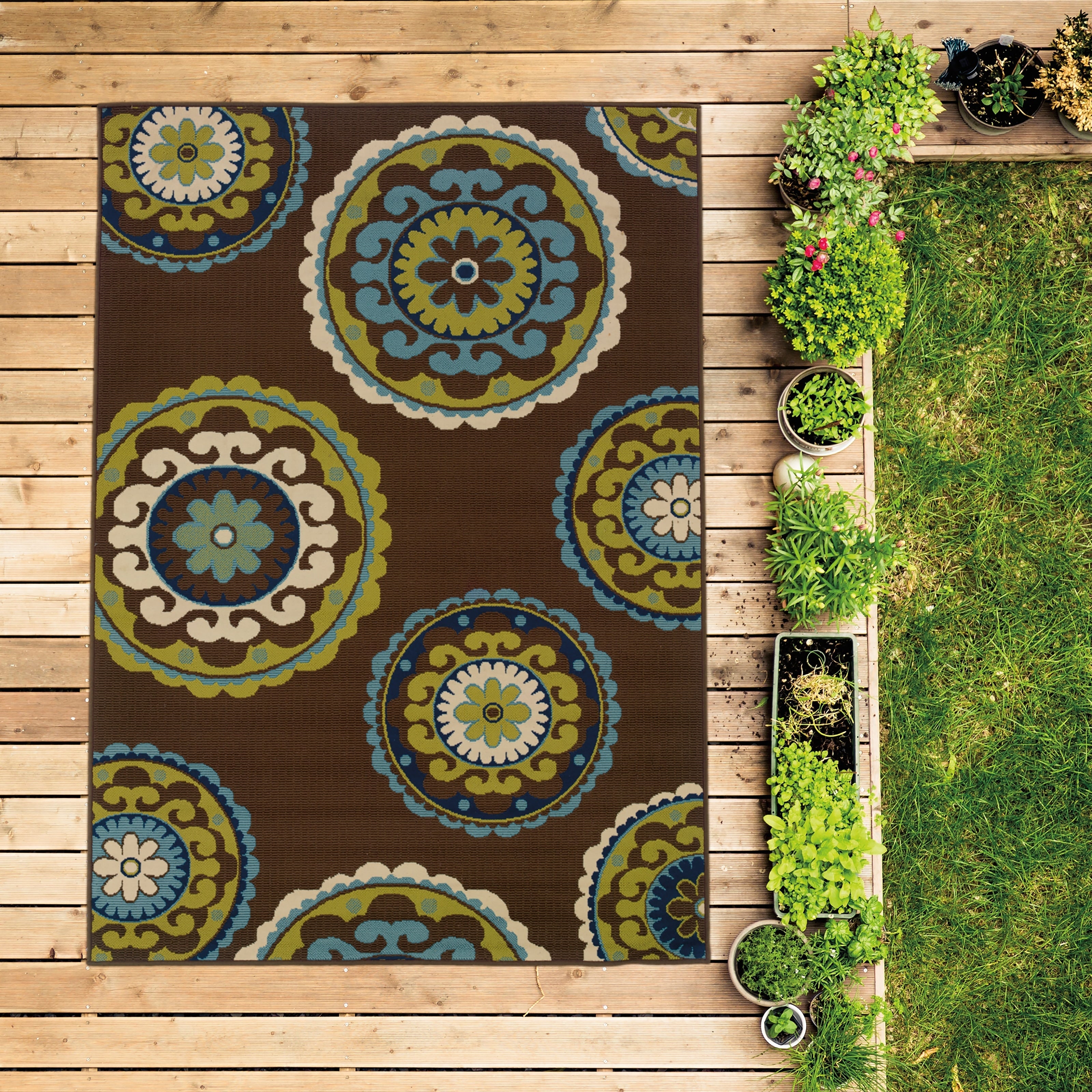 Tapis d'intérieur/extérieur à médaillons floraux Vista Home Catalina--