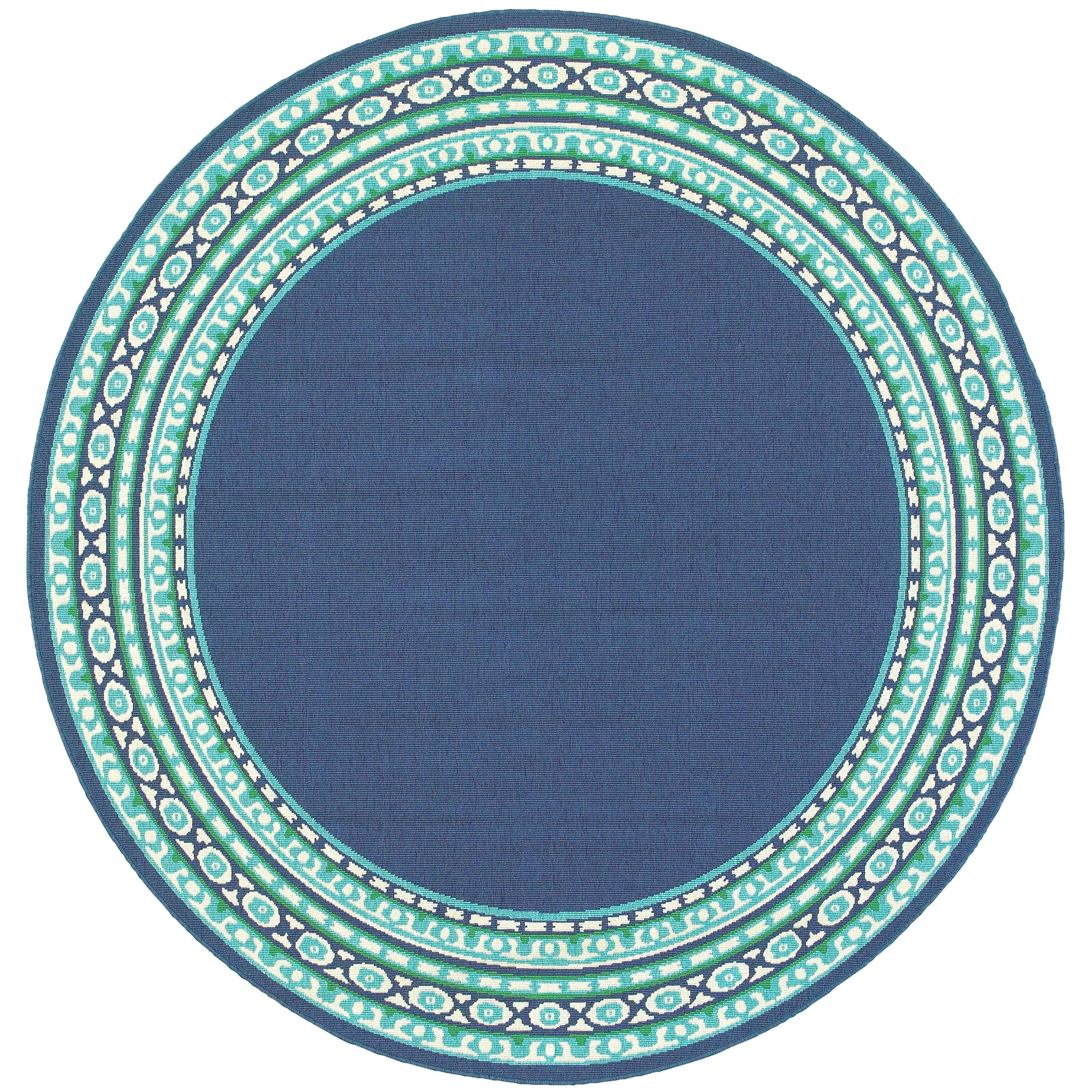 Tapis d'intérieur/extérieur Style Haven Martinque à bordure verte bleu marine ~