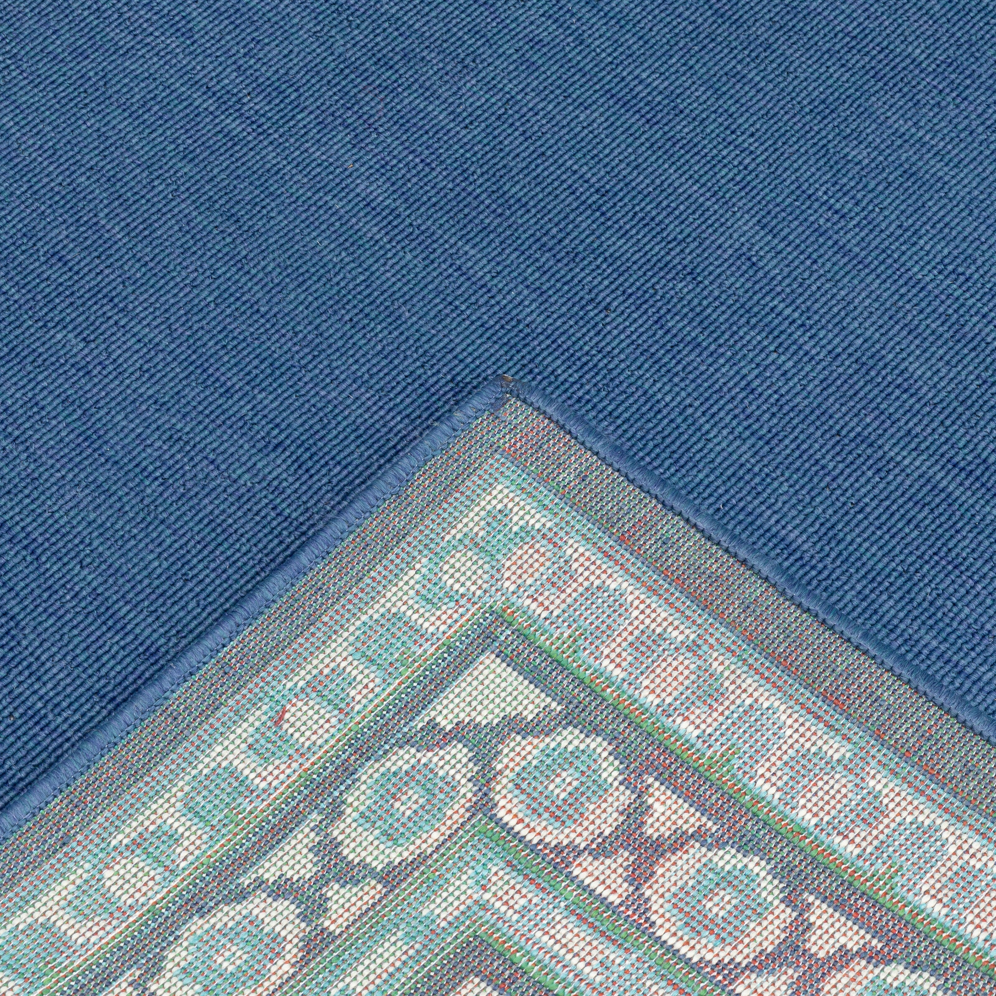 Tapis d'intérieur/extérieur Style Haven Martinque à bordure verte bleu marine ~