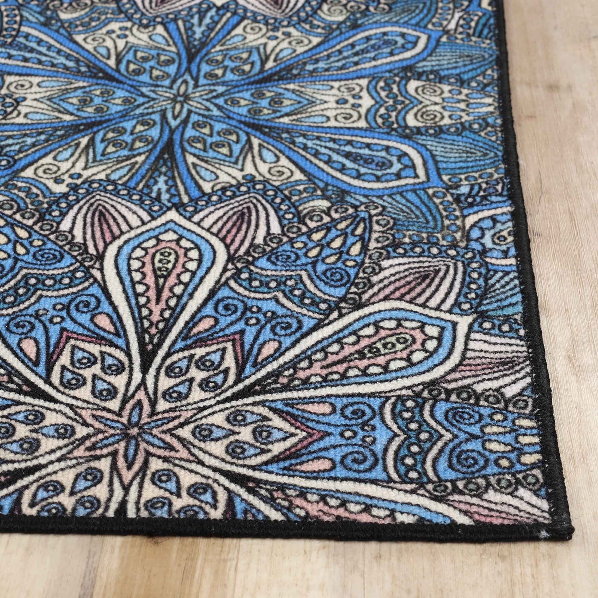Tapis d'intérieur et d'extérieur antidérapant à motif floral bohème Cassidy de qualité supérieure