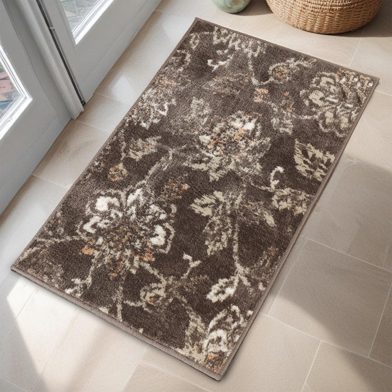 Tapis d'intérieur floral de style ferme jacobéen de qualité supérieure