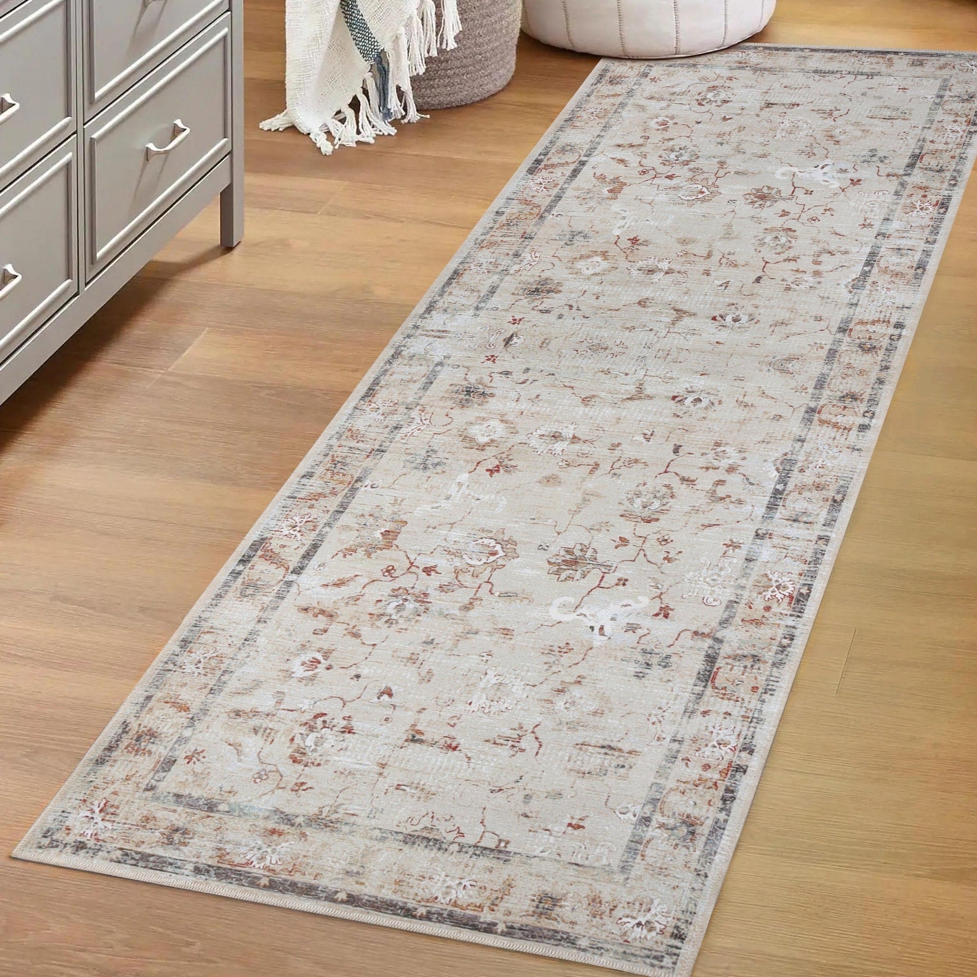 Tapis d'intérieur antidérapant lavable en machine à motif floral Swan de qualité supérieure