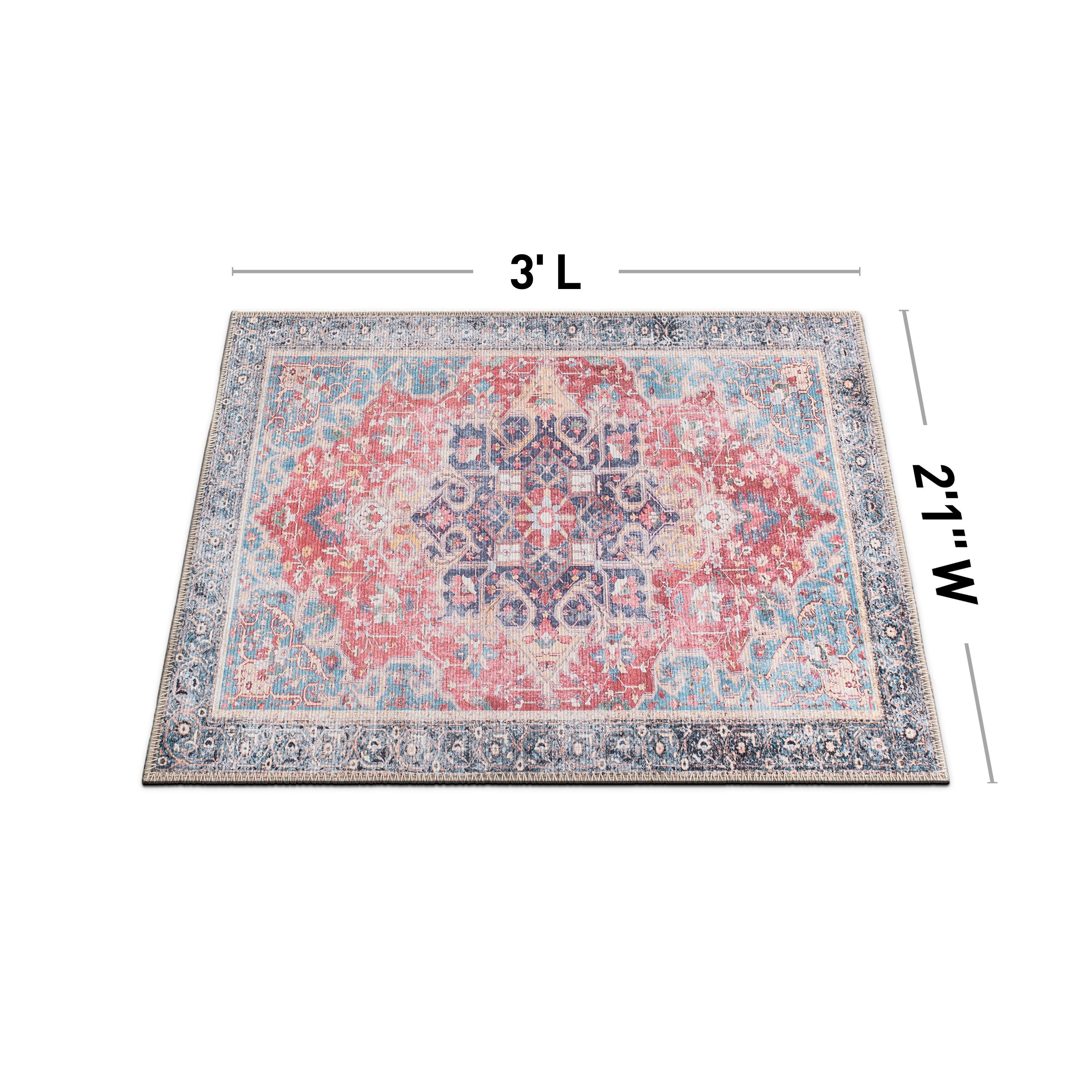 Tapis multi-surfaces traditionnel, vintage et vieilli, lavable en machine
