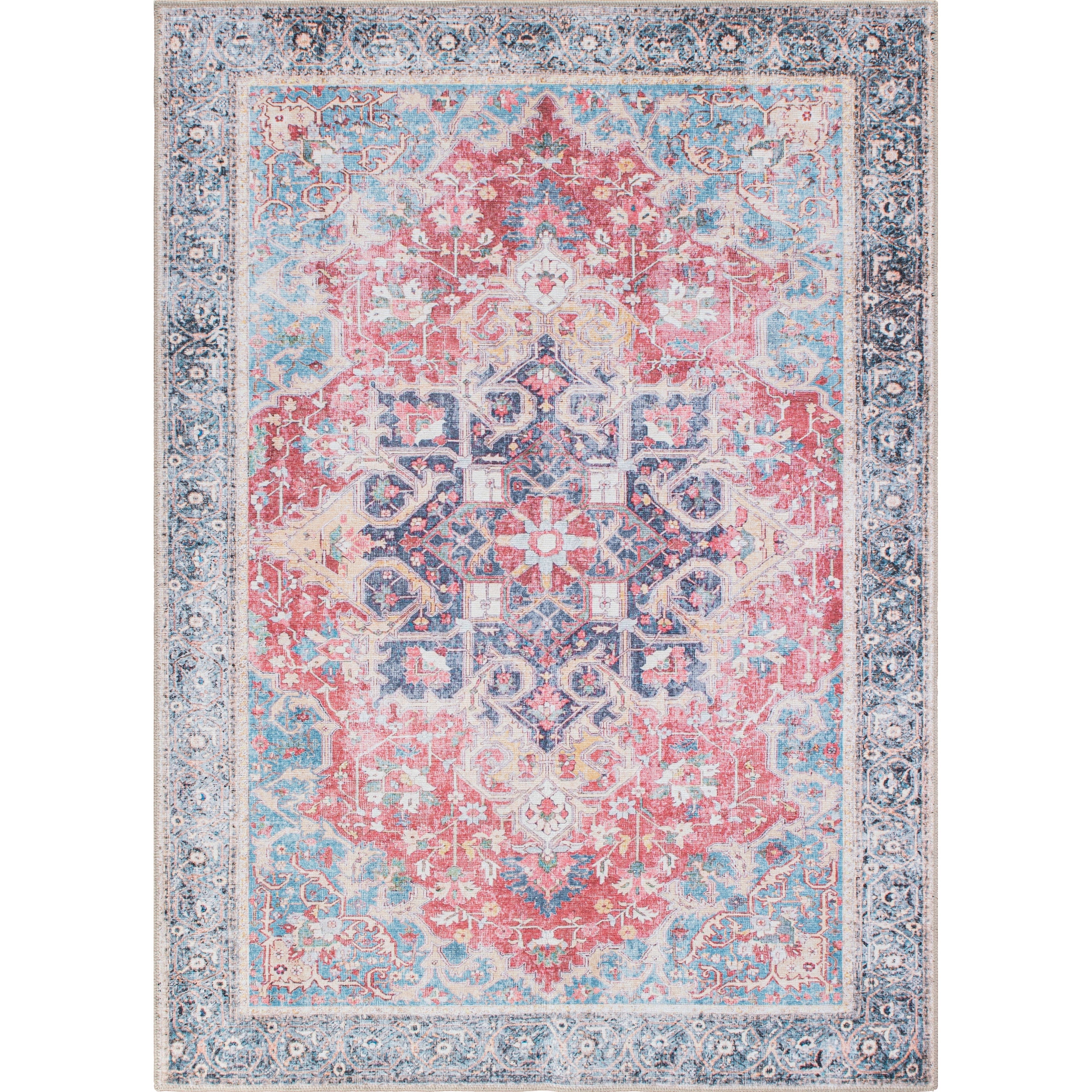 Tapis multi-surfaces traditionnel, vintage et vieilli, lavable en machine