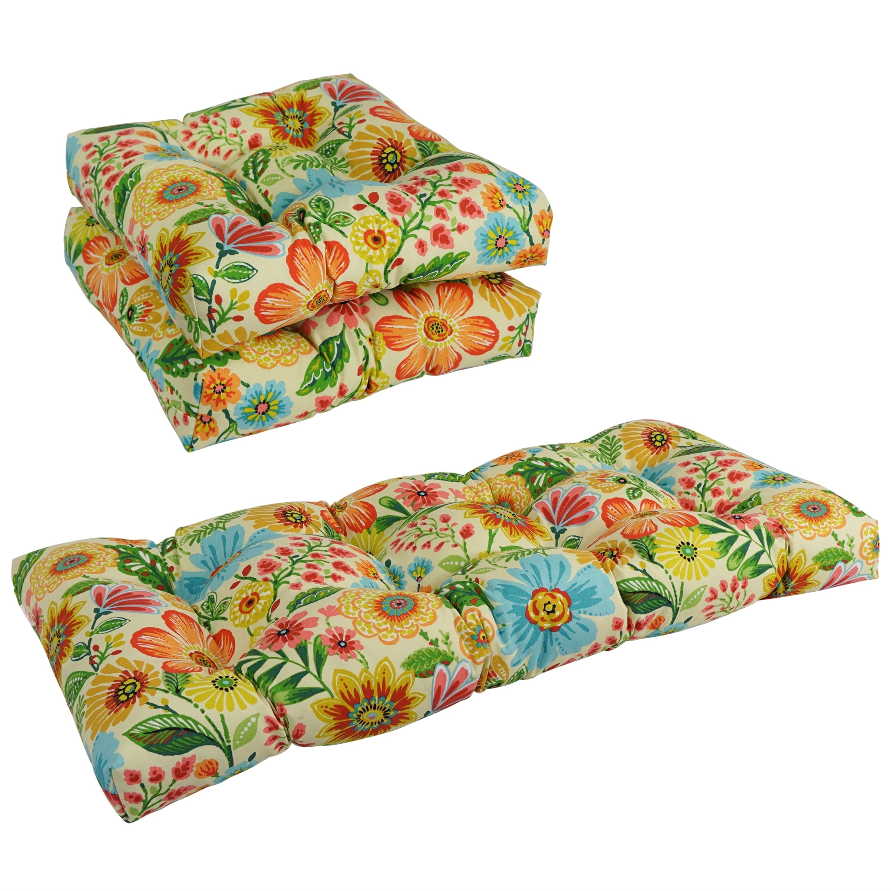 Ensemble de 3 coussins de canapé capitonnés pour intérieur/extérieur - 19 x 19/19 x 42