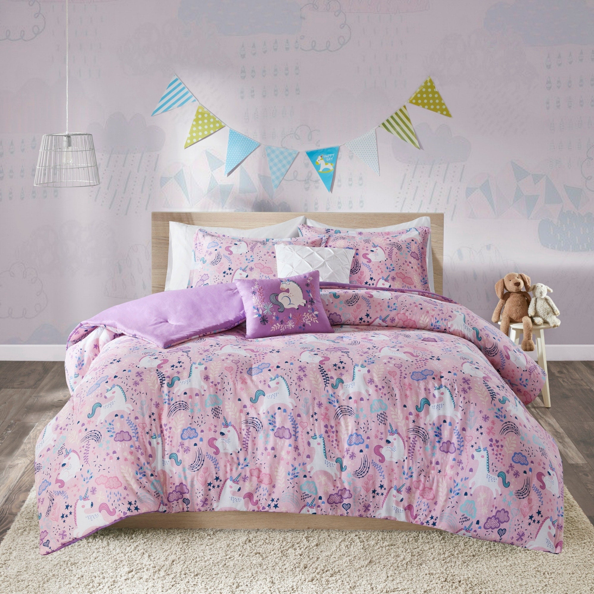 Parure de lit en coton Ella Unicorn pour enfants au design intelligent