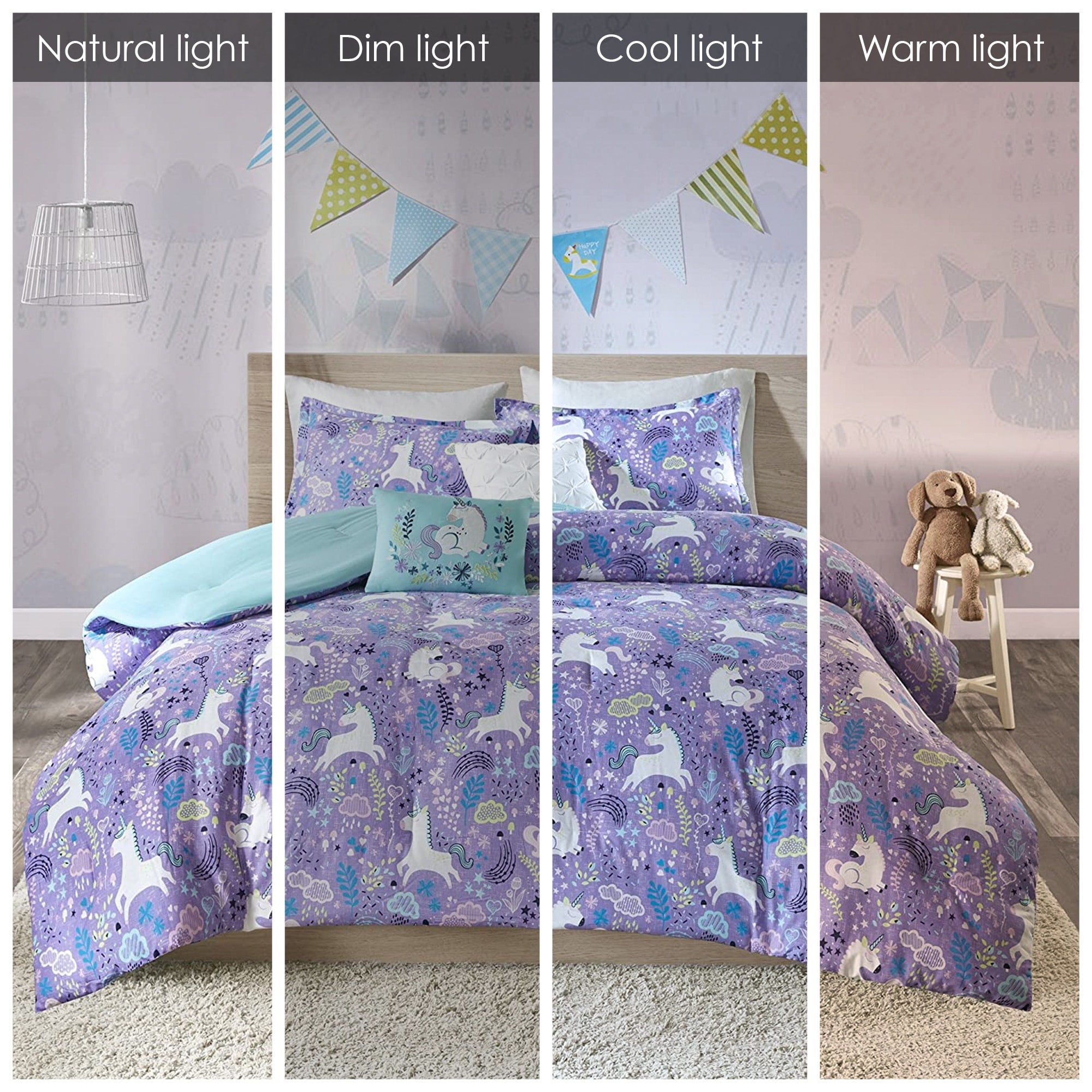 Parure de lit en coton Ella Unicorn pour enfants au design intelligent