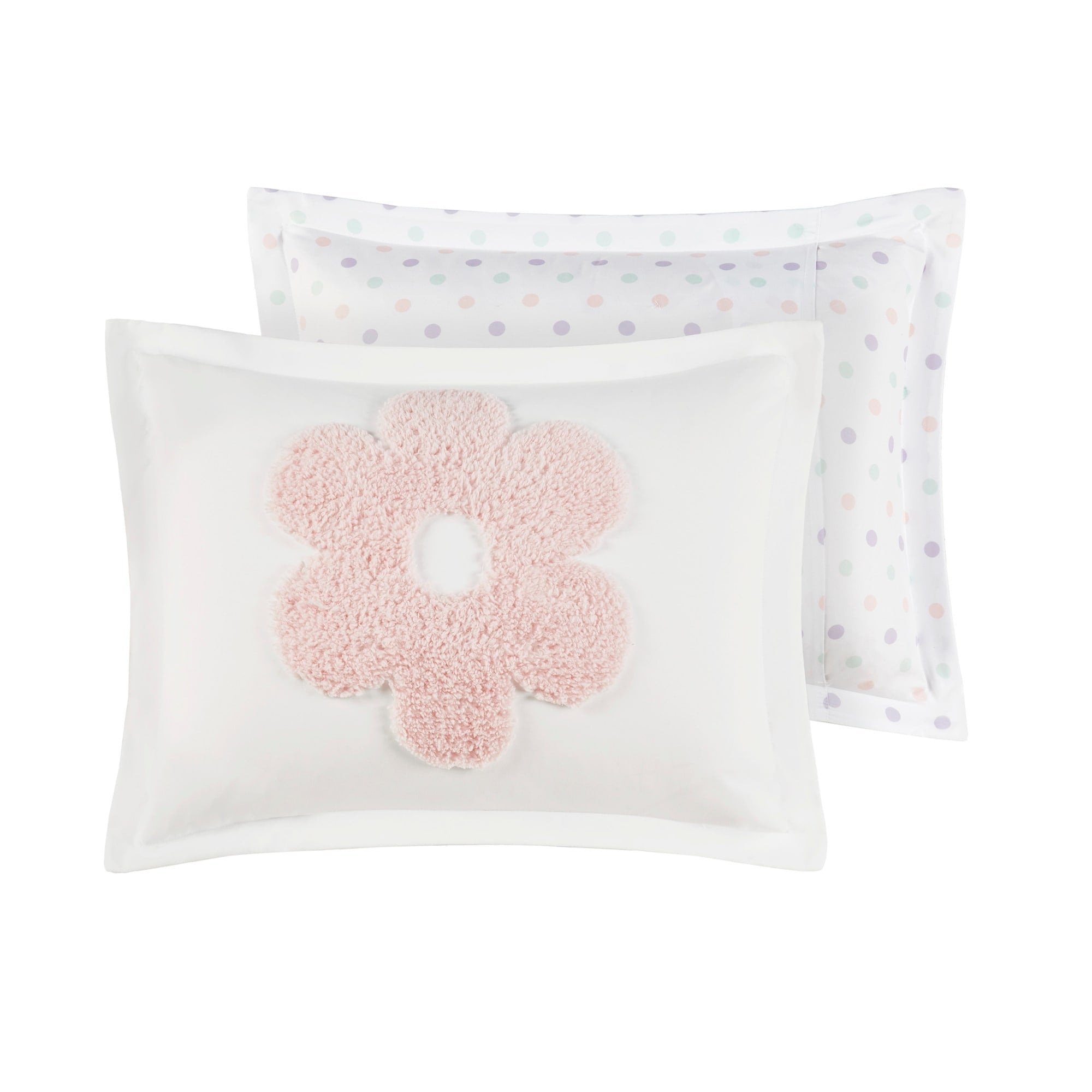 Parure de lit réversible en chenille touffetée à motif floral Madeline pour enfants au design intelligent