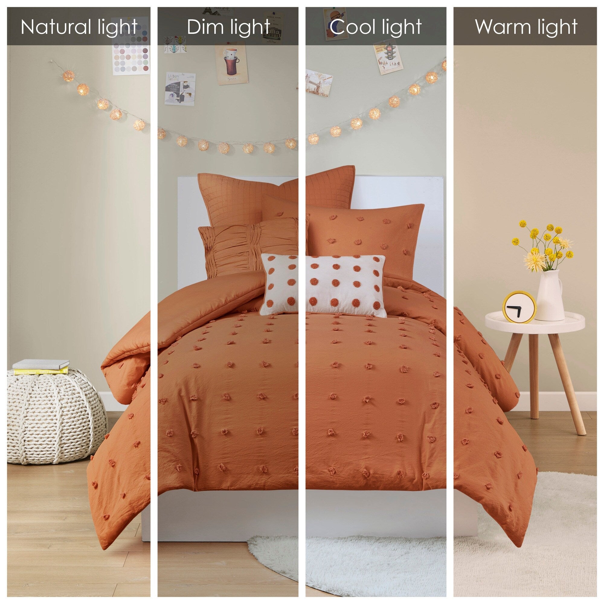 Parure de lit en jacquard de coton et maïs au design intelligent avec taies d'oreiller et coussins décoratifs