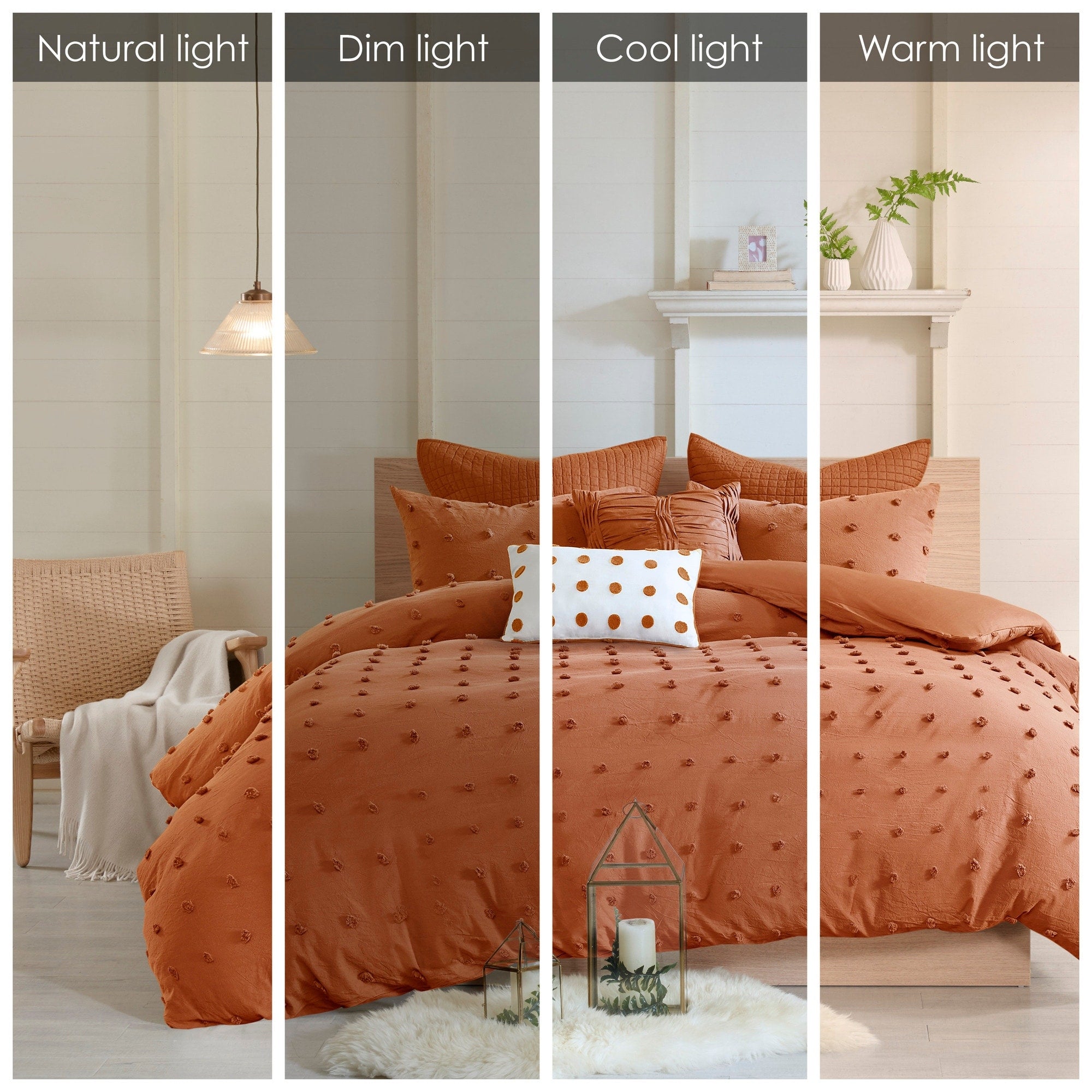 Parure de lit en jacquard de coton et maïs au design intelligent avec taies d'oreiller et coussins décoratifs