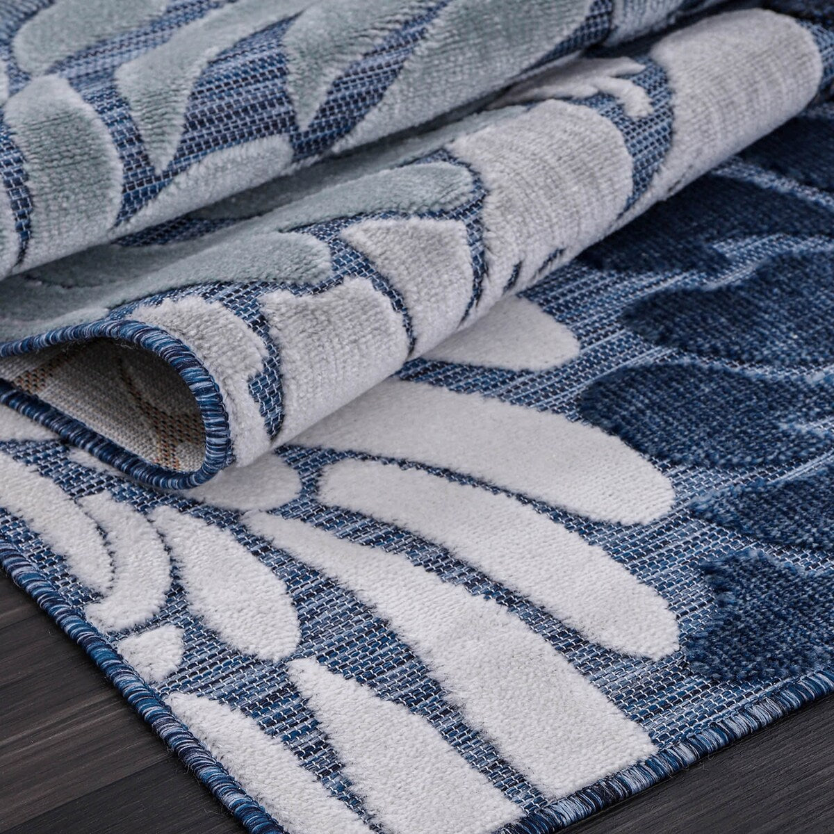 Tapis d'intérieur et d'extérieur à motif floral VILLADECOR, à poils courts et longs, pour terrasse