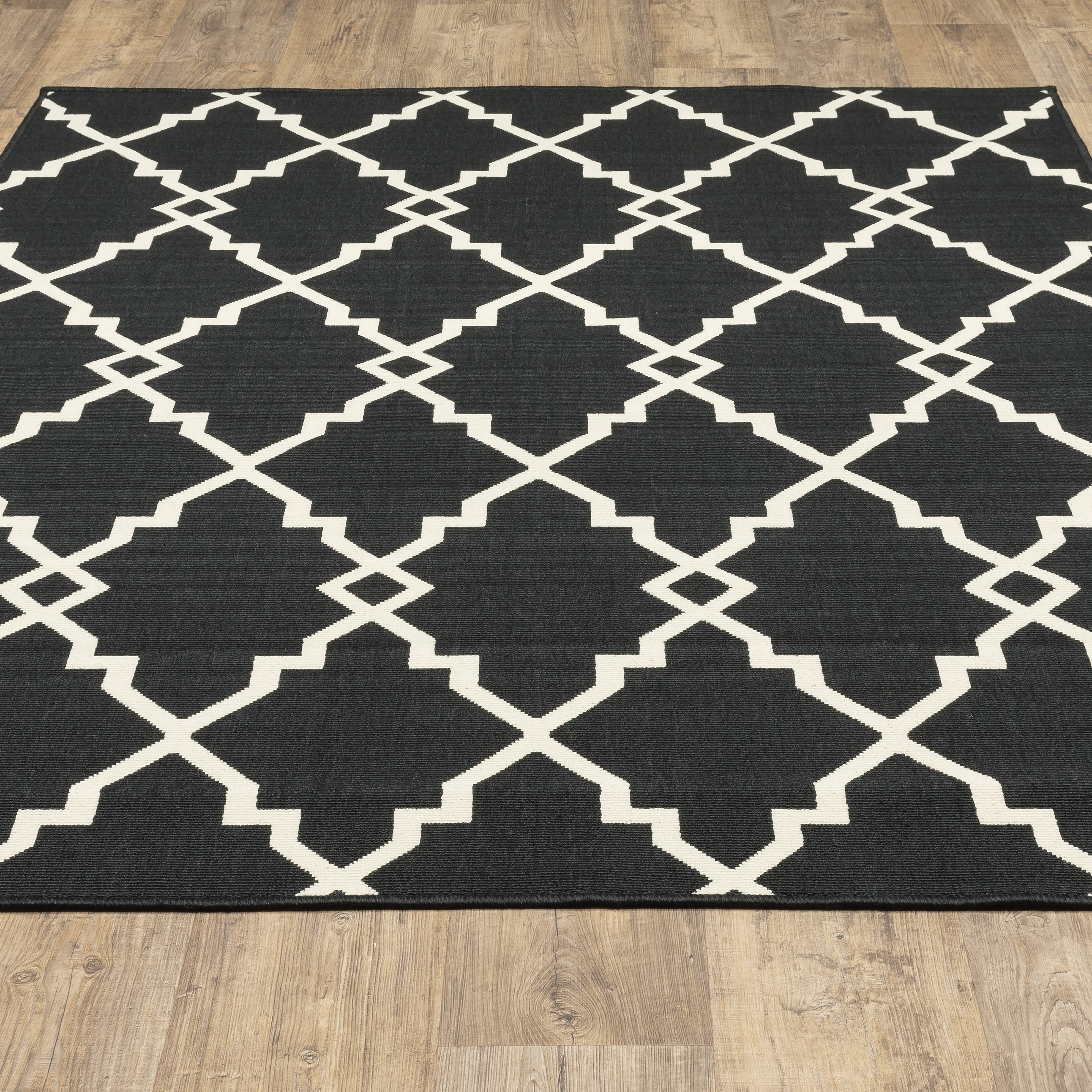 Tapis d'intérieur et d'extérieur Vista Home Malta Lattice noir/blanc cassé.