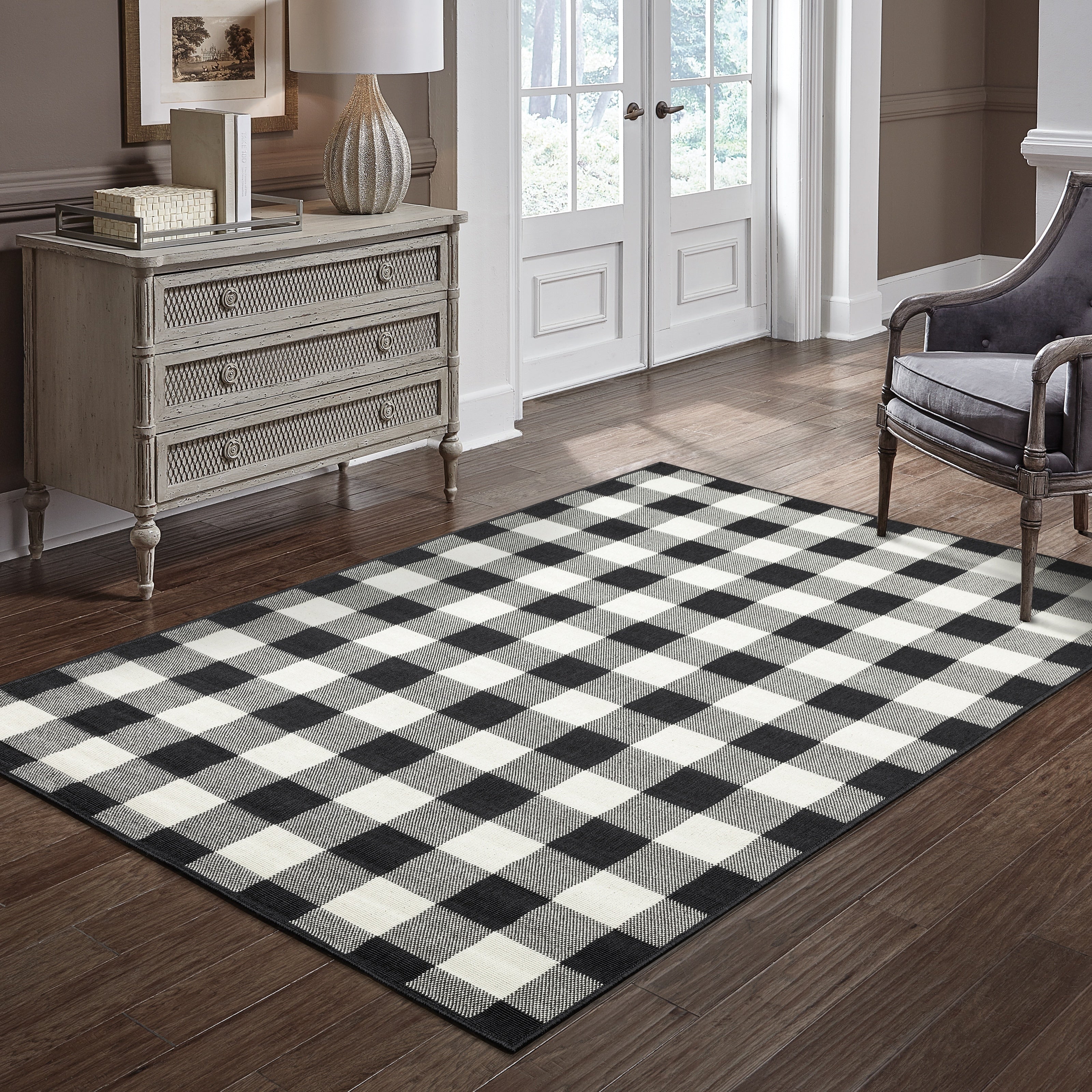 Tapis d'intérieur/extérieur à carreaux vichy de Malte de Vista Home