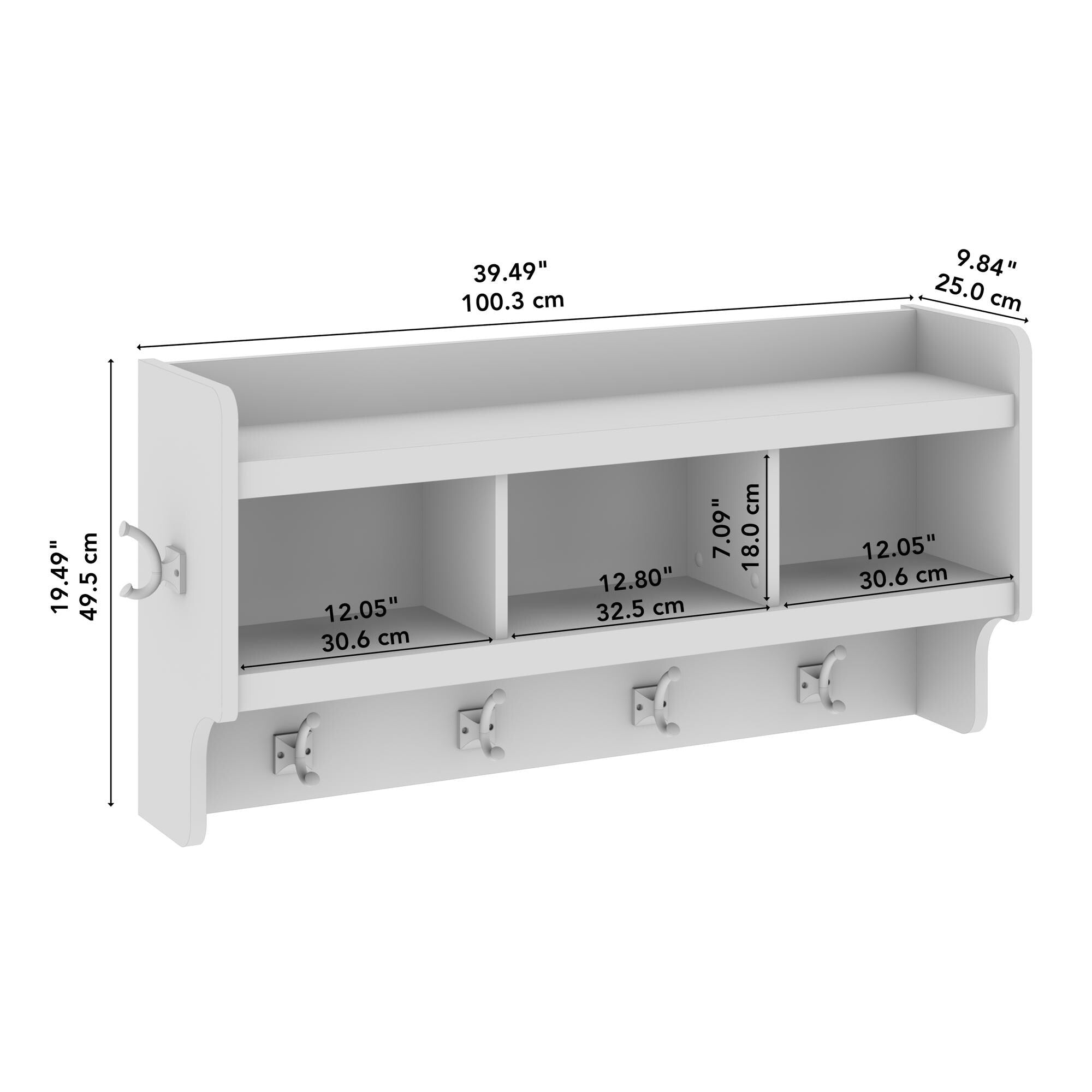 Porte-manteau mural Woodland 40 W avec étagère par Bush Furniture