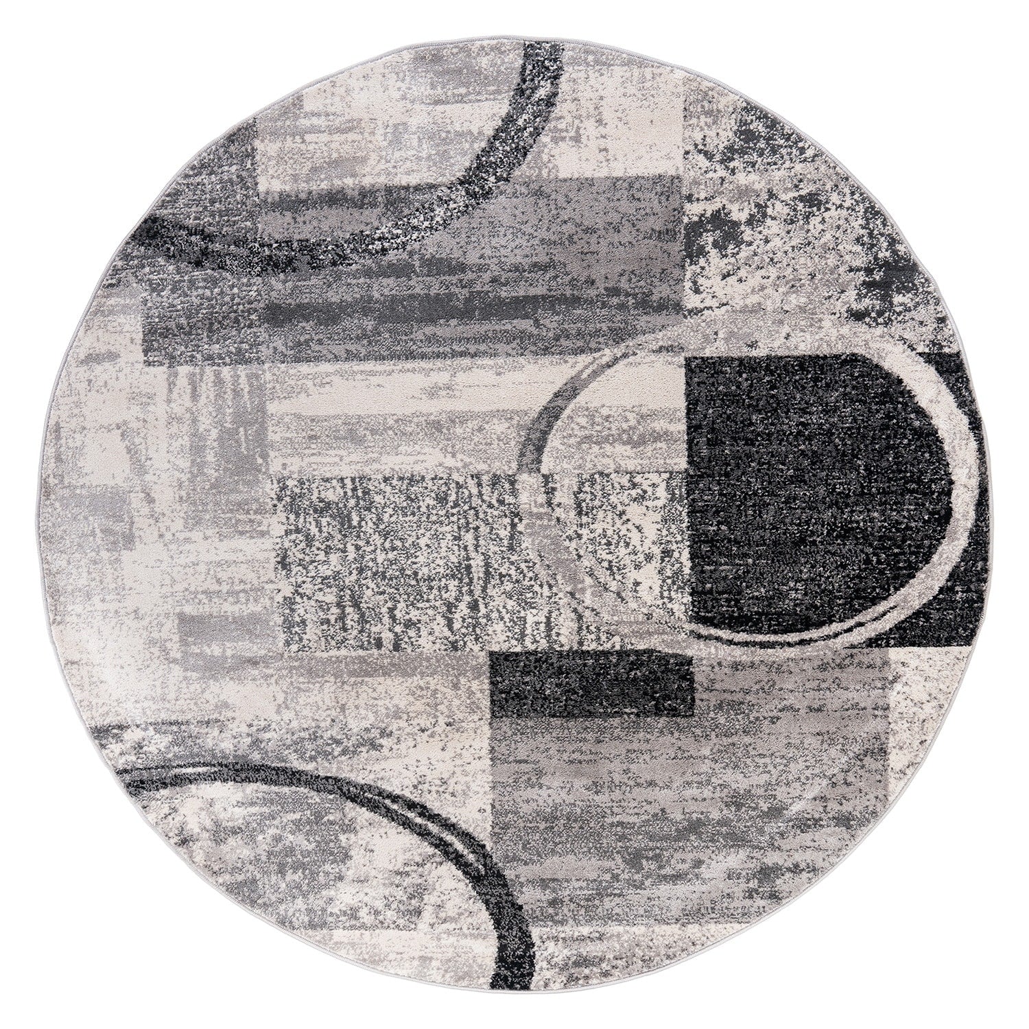 Tapis circulaire abstrait en polypropylène fabriqué à la machine, World Rug Gallery
