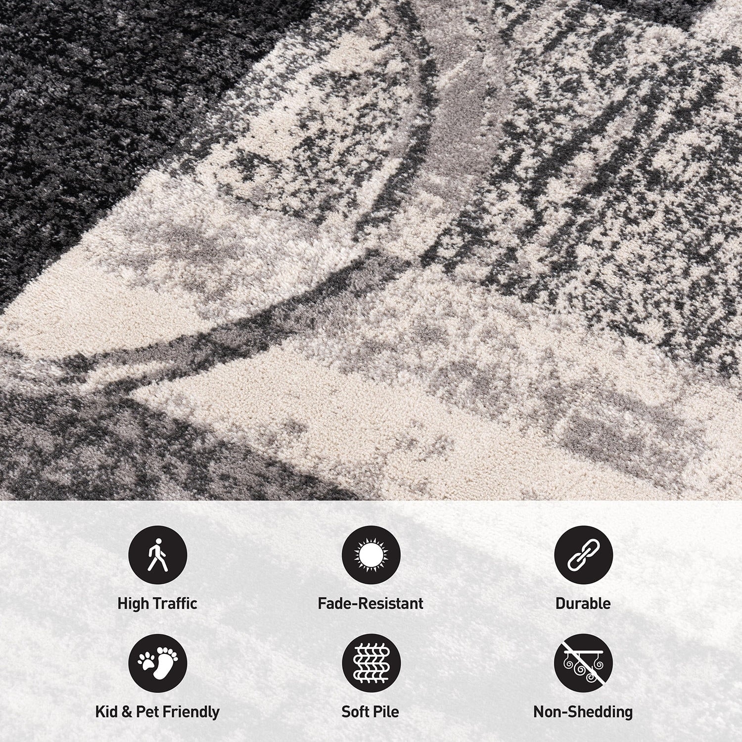 Tapis circulaire abstrait en polypropylène fabriqué à la machine, World Rug Gallery