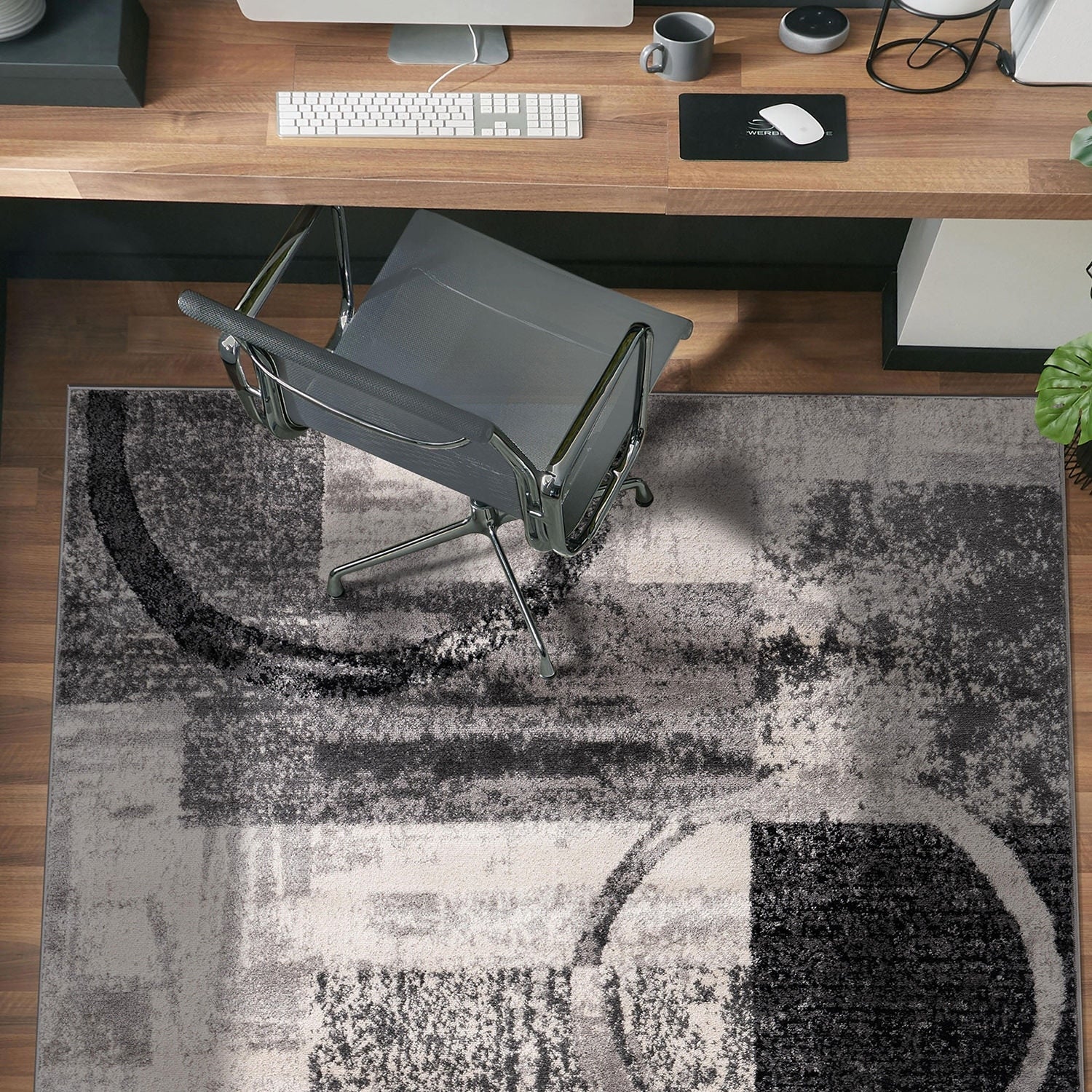 Tapis circulaire abstrait en polypropylène fabriqué à la machine, World Rug Gallery