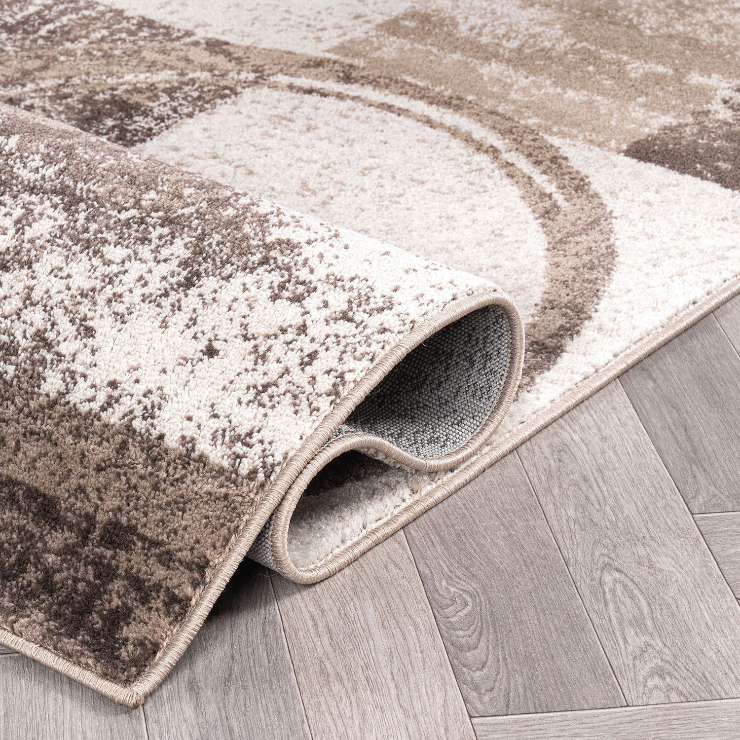 Tapis circulaire abstrait en polypropylène fabriqué à la machine, World Rug Gallery