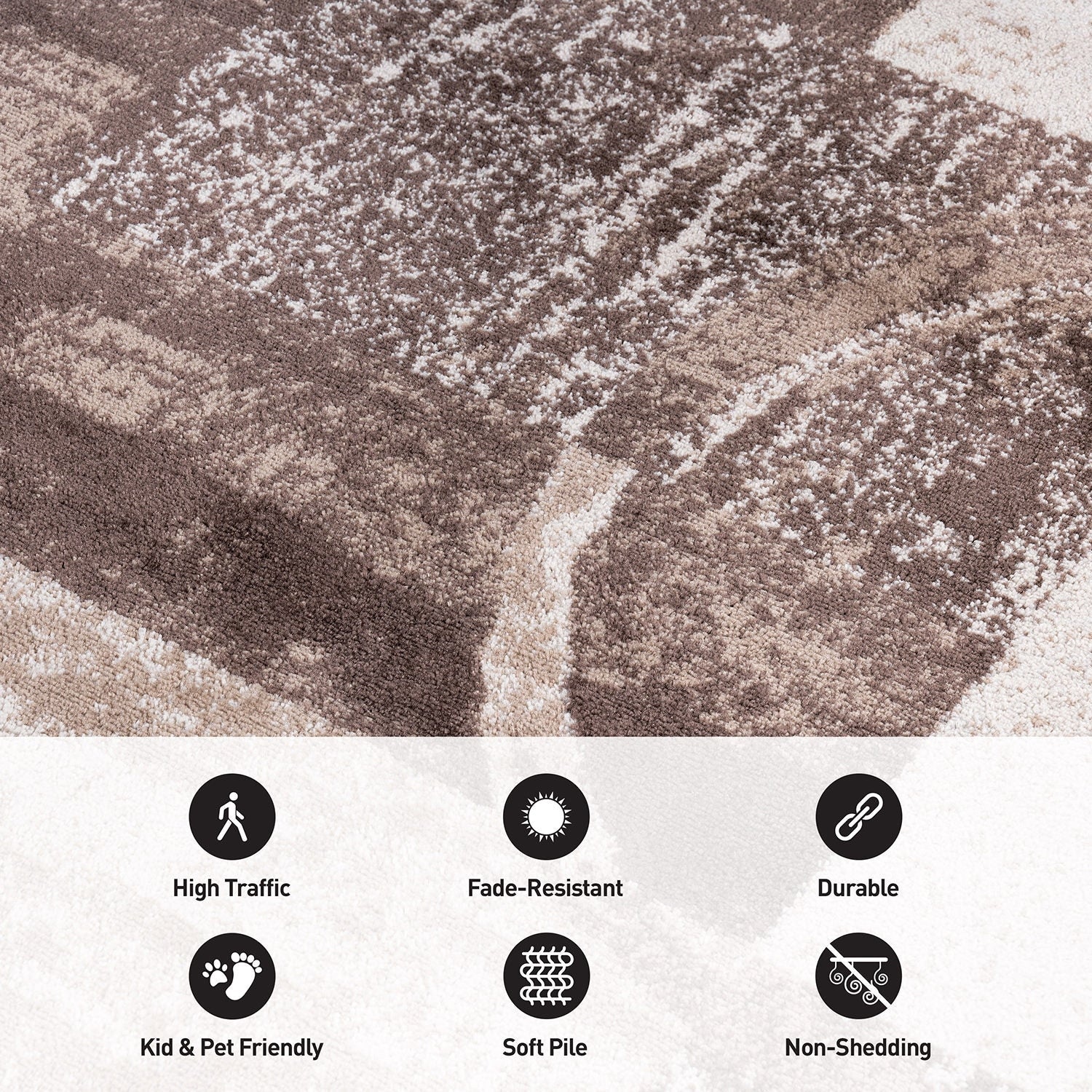 Tapis circulaire abstrait en polypropylène fabriqué à la machine, World Rug Gallery