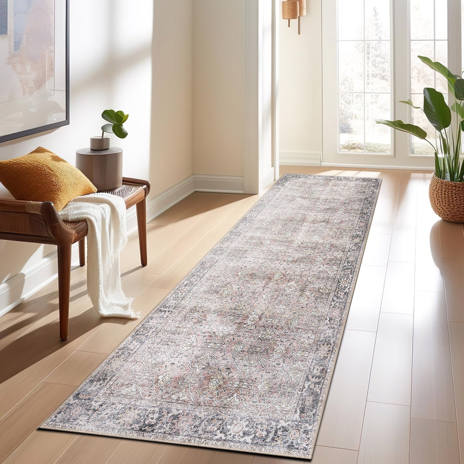 Tapis antidérapant lavable en machine, style vintage, World Rug Gallery