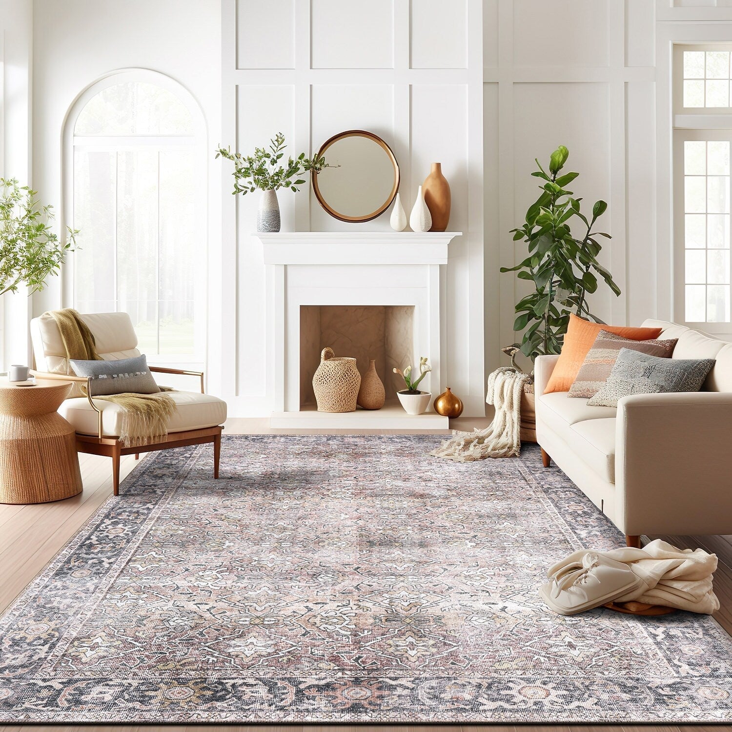 Tapis antidérapant lavable en machine, style vintage, World Rug Gallery