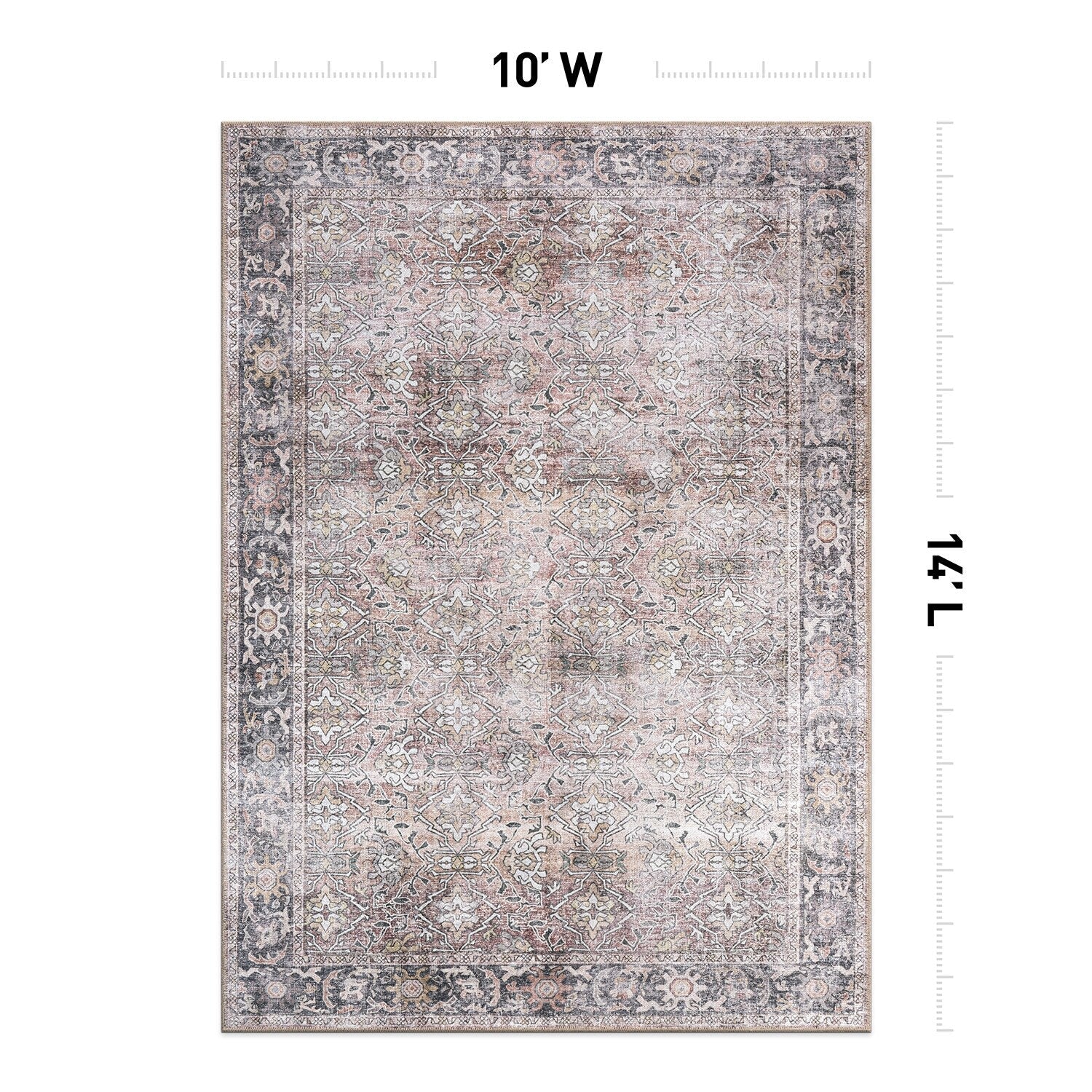 Tapis antidérapant lavable en machine, style vintage, World Rug Gallery